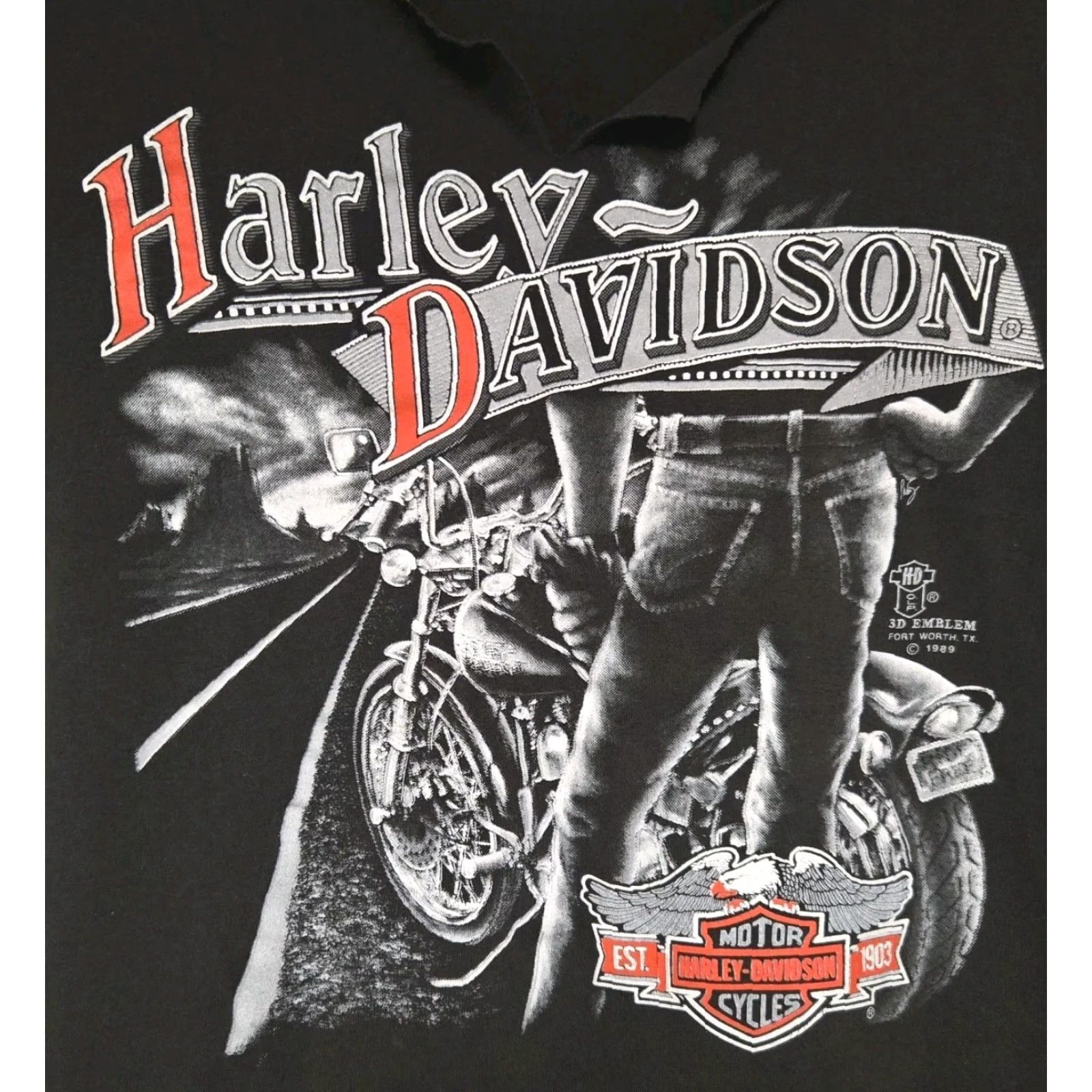 Harley Davidson VINTAGE Harley-Davidson 3D Emblem T-Shirt Medium Unisex Adults Black Short Sleeve Crew Neck Bike Week 90s Beach Motorcycle Daytona Beach Size US M / EU 48-50 / 2 - 3 Thumbnail