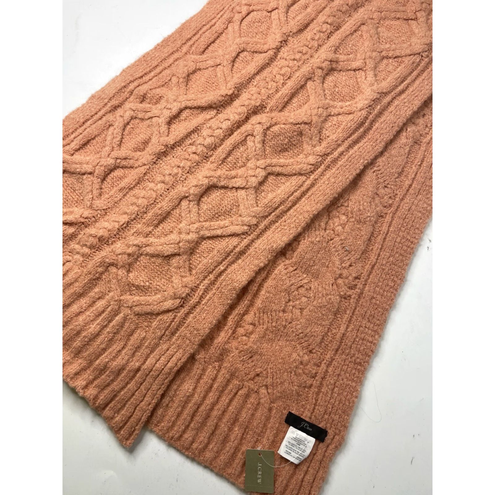 J.Crew NWT J.CREW Scarf Pink Cable Knit Oversized Loopy Stitch 72x14.5” Women Size ONE SIZE - 4 Thumbnail