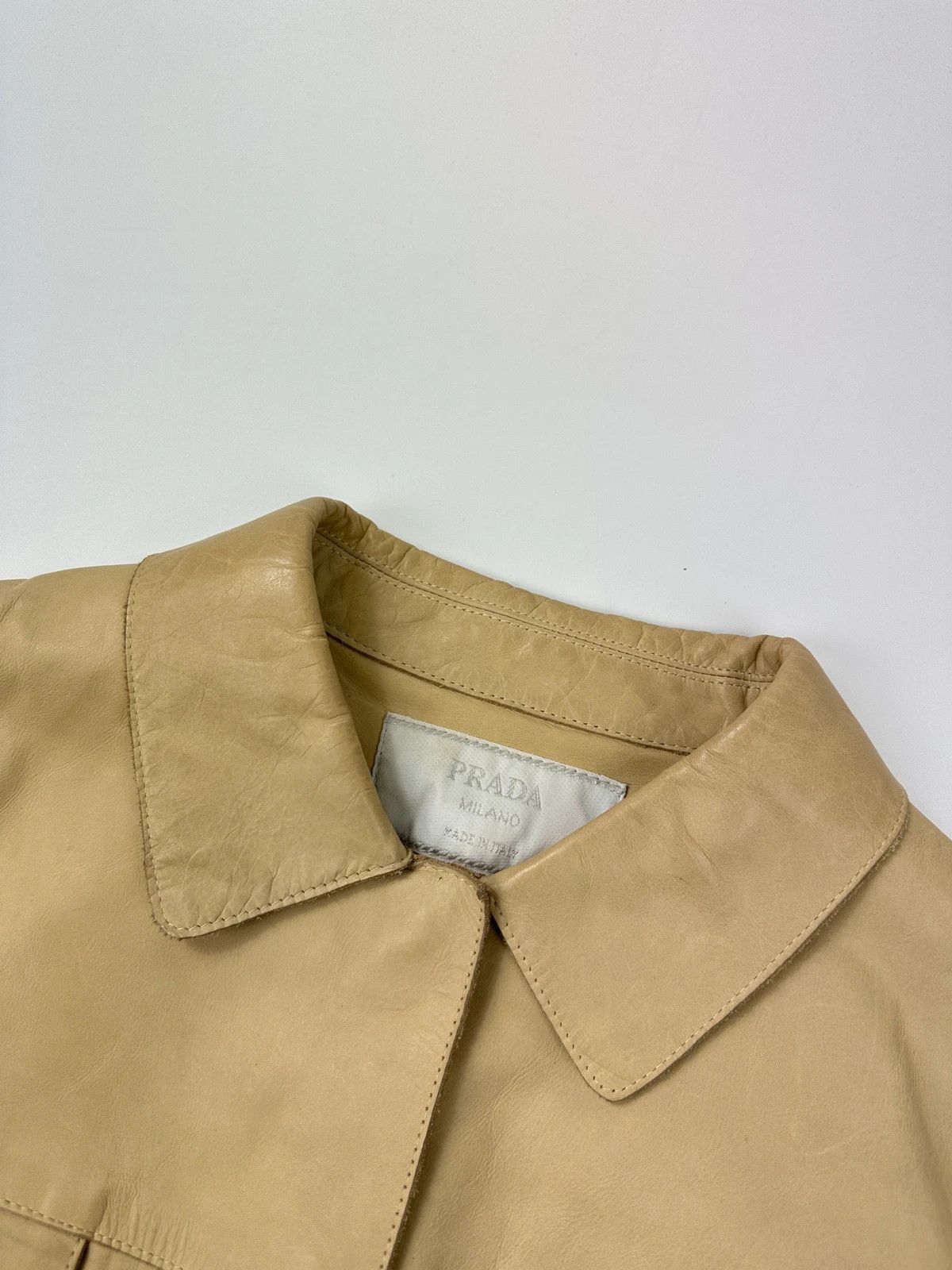 Prada Prada Milano SS99 Beige Leather CalfSkin Snap Buttons Jacket Size M / US 6-8 / IT 42-44 - 2 Thumbnail