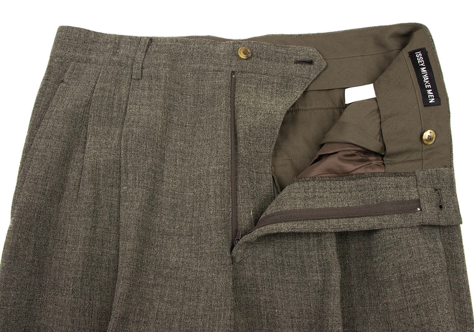 Issey Miyake Wool Rayon Two-Tuck Pants in Brown, Size XXL Size US 38 / EU 54 - 5 Thumbnail