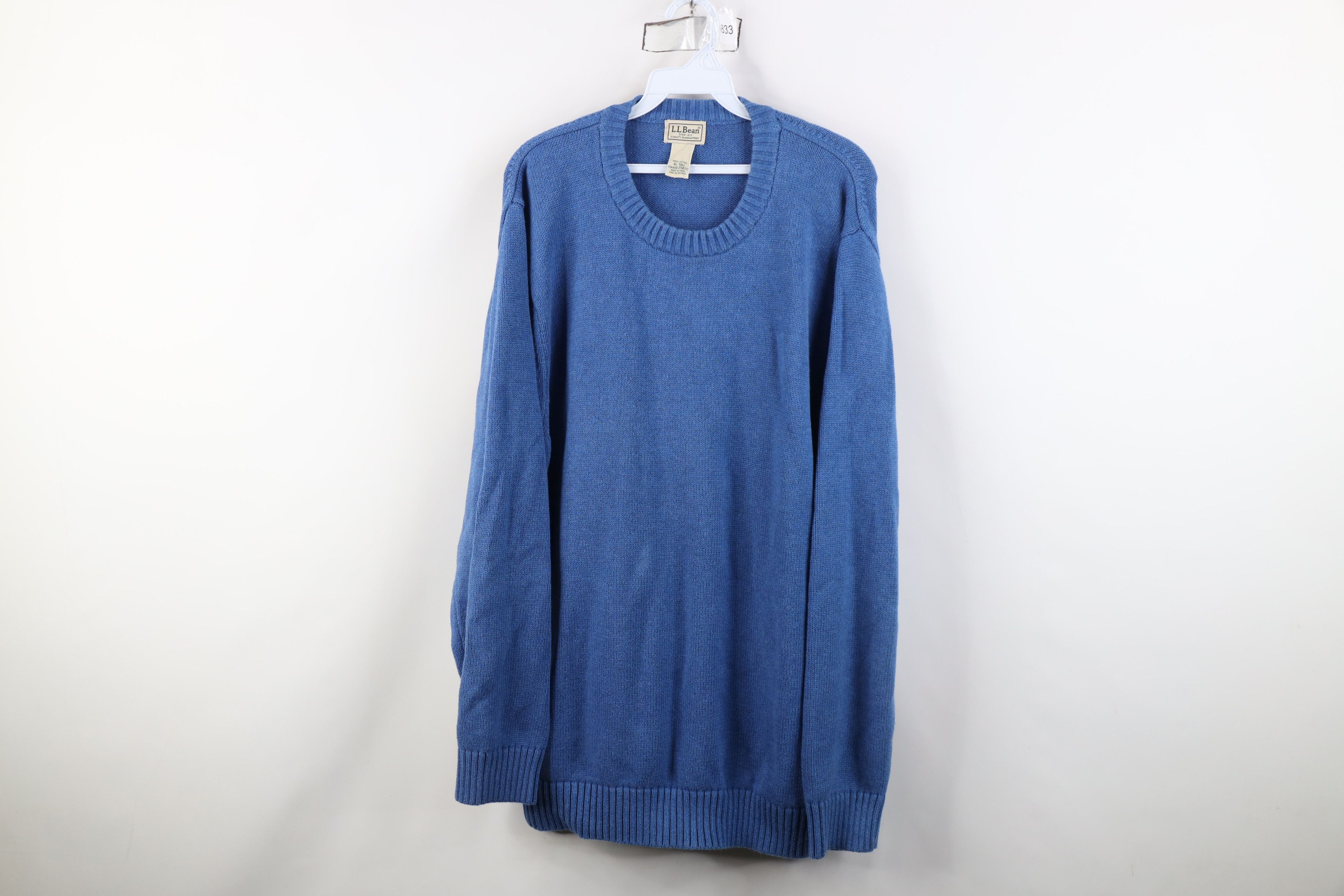 L.L. Bean Vintage 90s LL Bean Heavy Cotton Knit Crewneck Sweater Blue Size US XL / EU 56 / 4 - 1 Thumbnail
