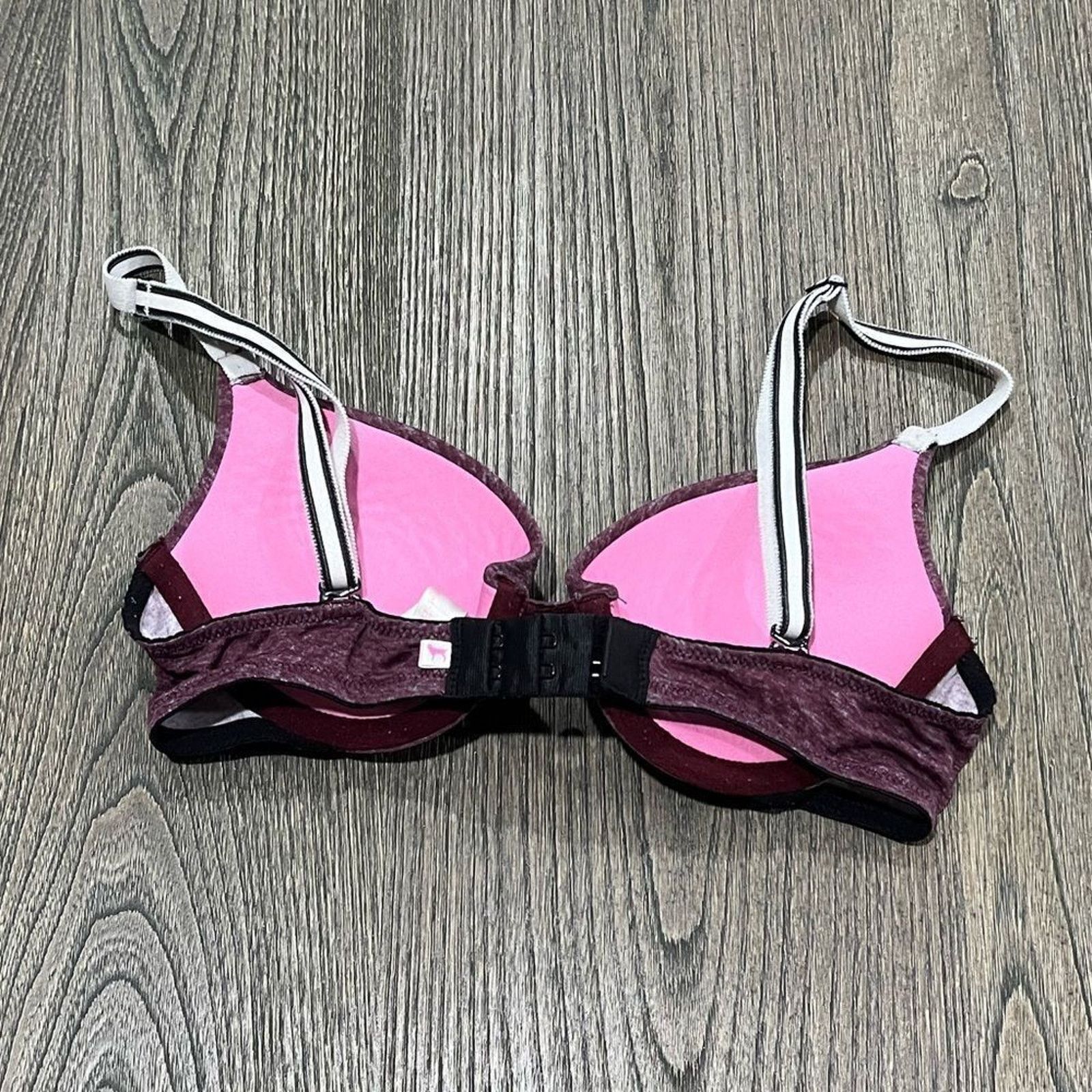 Vintage Victorias Secret PINK T-Shirt Bra Heathered Purple Sz 32X Size ONE SIZE - 2 Thumbnail