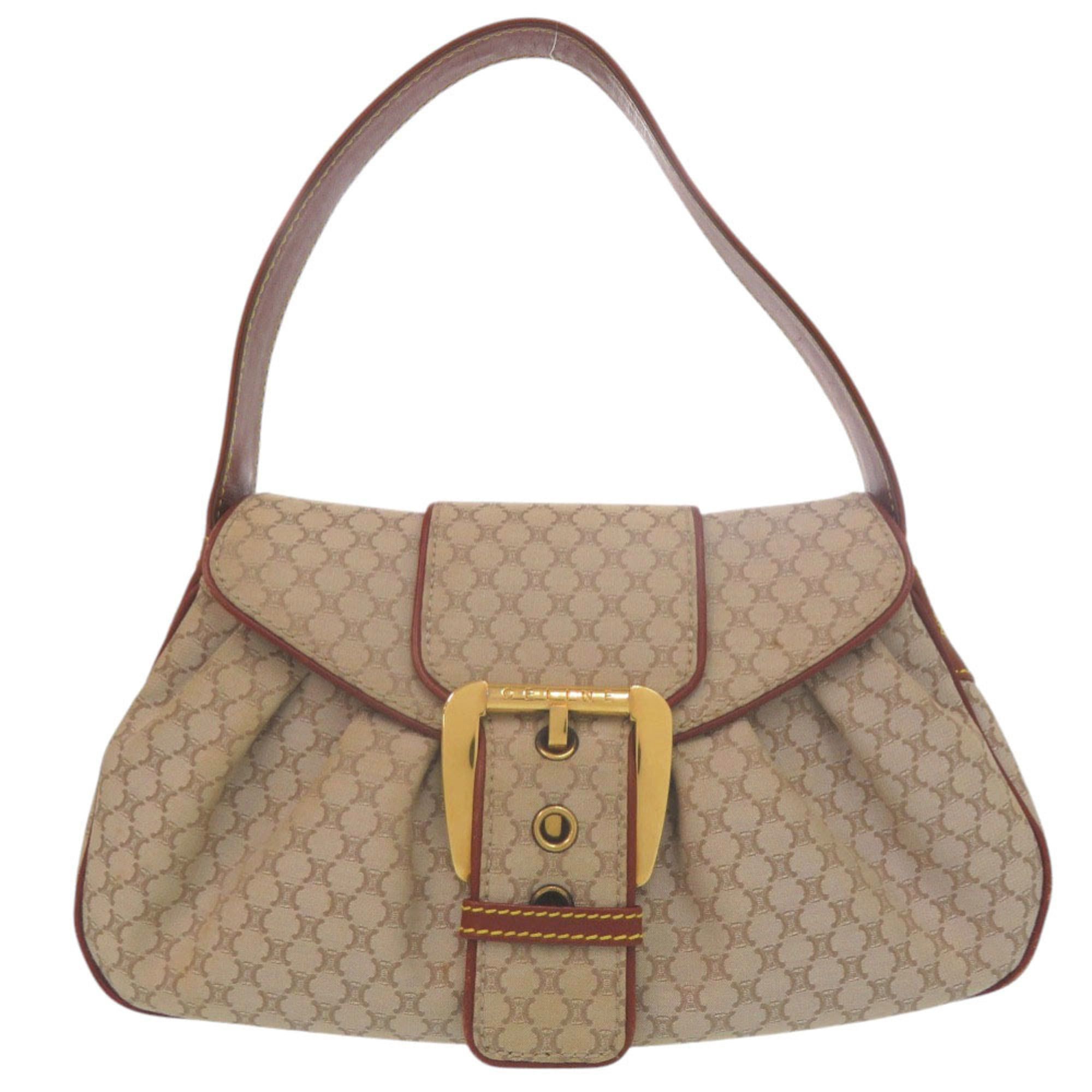 Celine Celine Macadam Pattern Vintage Hobo One-Shoulder Bag, Gold Hardware, Canvas & Leather, Beige Brown, 0855CELINE Size ONE SIZE - 1 Thumbnail
