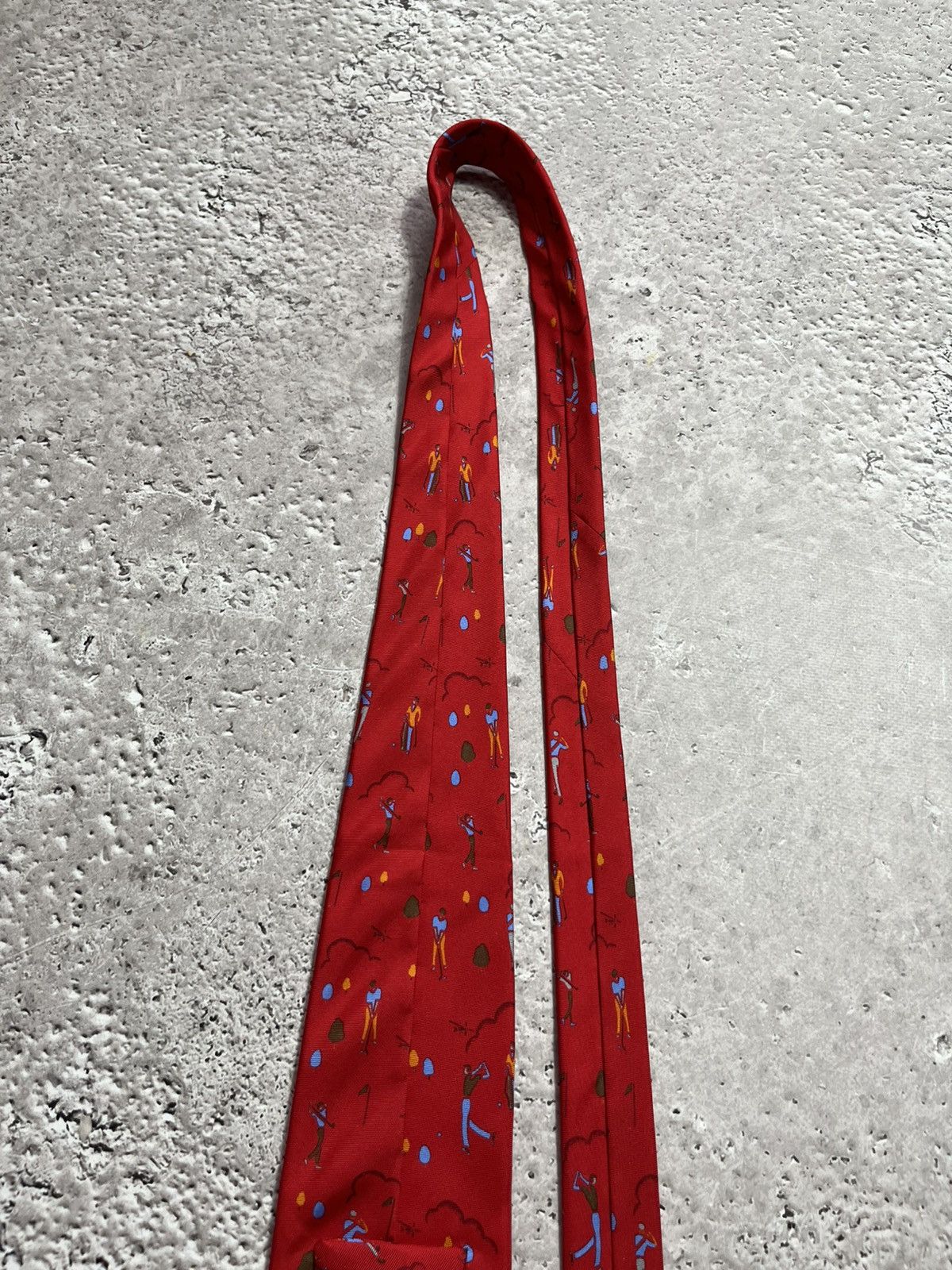 Christian Dior Monsieur × Dior × Vintage Christian Dior Red Silk Tie Golf Print Hand Made in Italy Size ONE SIZE - 5 Thumbnail