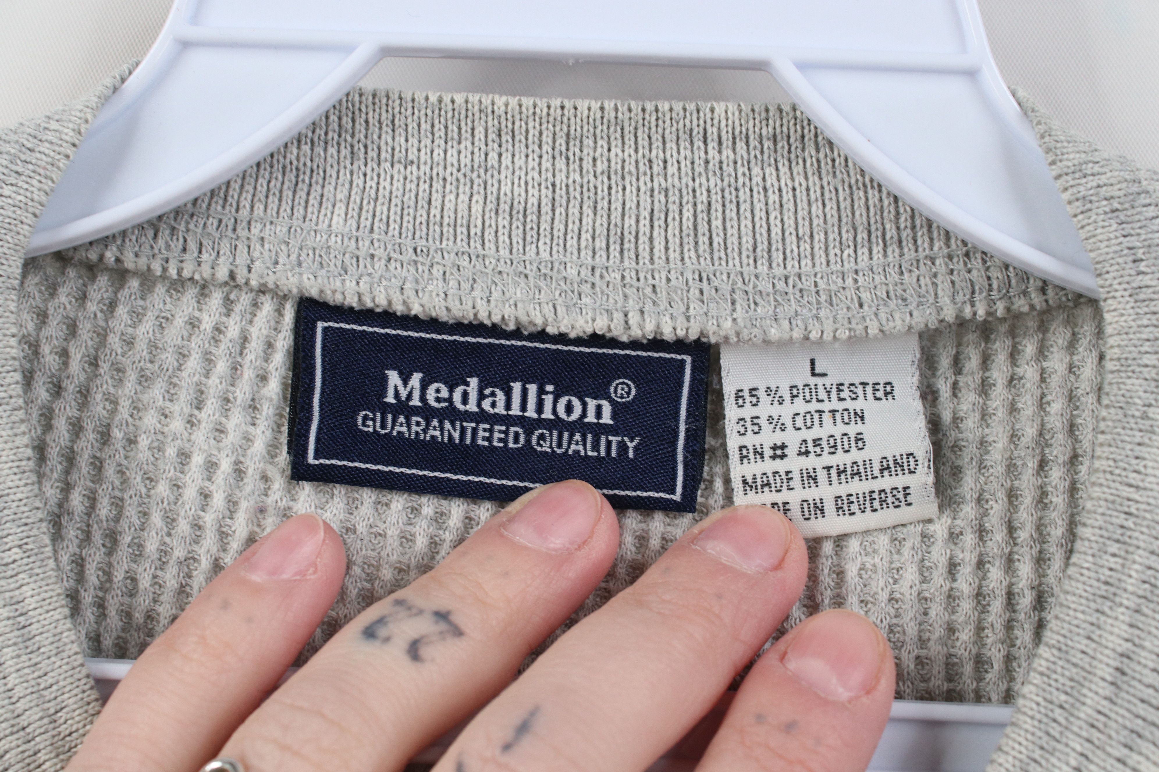 Vintage Vintage 90s Streetwear Thermal Waffle Knit Henley T-Shirt Size L / US 10 / IT 46 - 6 Thumbnail