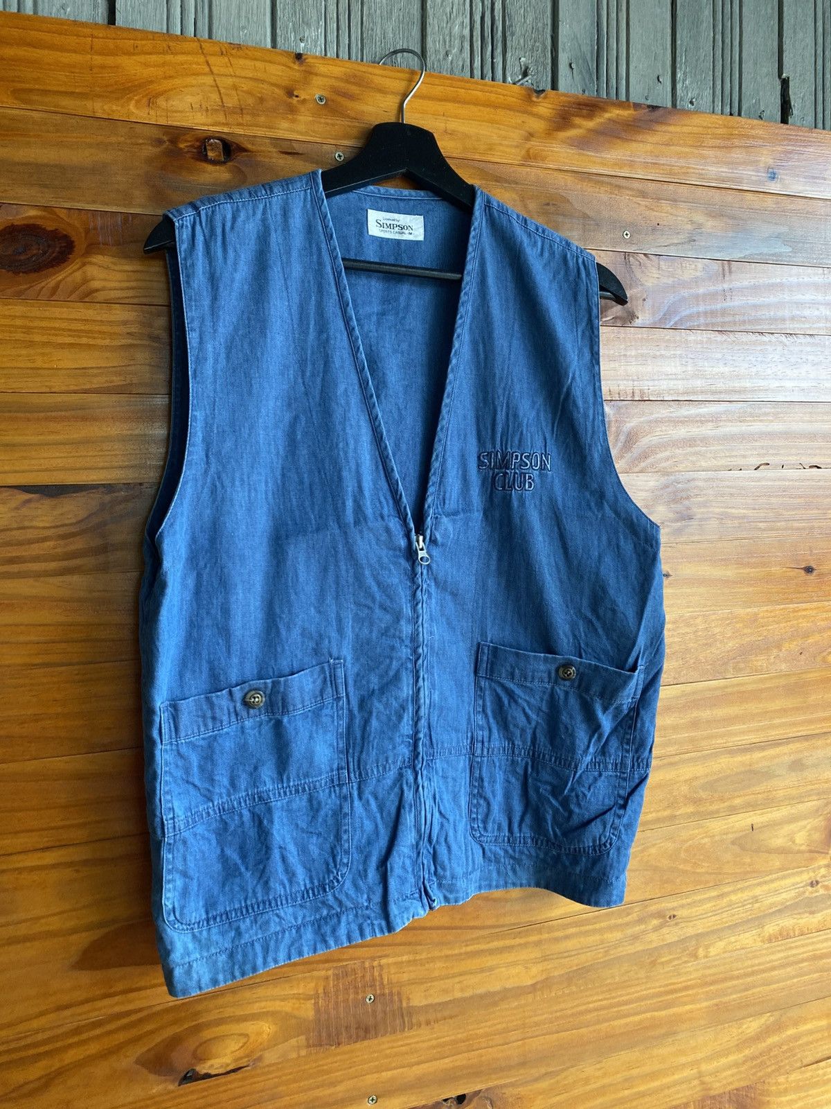 Vintage Vintage Simpson Club Denim Vest 90s Sports Casual Embroidere Size US M / EU 48-50 / 2 - 5 Thumbnail