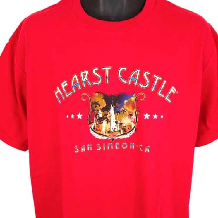 Anvil VINTAGE Hearst Castle T Shirt Mens XL Red California 90s San Simeon Tourism Souvenir Travel T-Shirt Size US XL / EU 56 / 4 - 2 Thumbnail