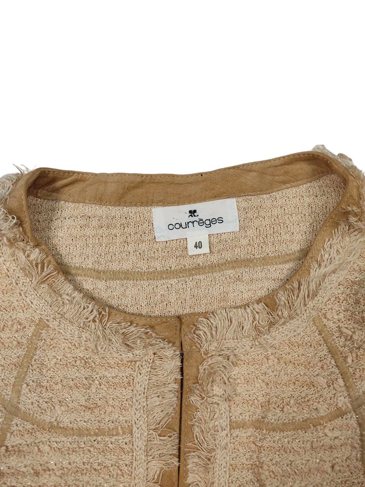 Courreges × Japanese Brand Beautiful Item 🔥 Courreges Tweed No Collar Jacket Size L / US 10 / IT 46 - 6 Thumbnail