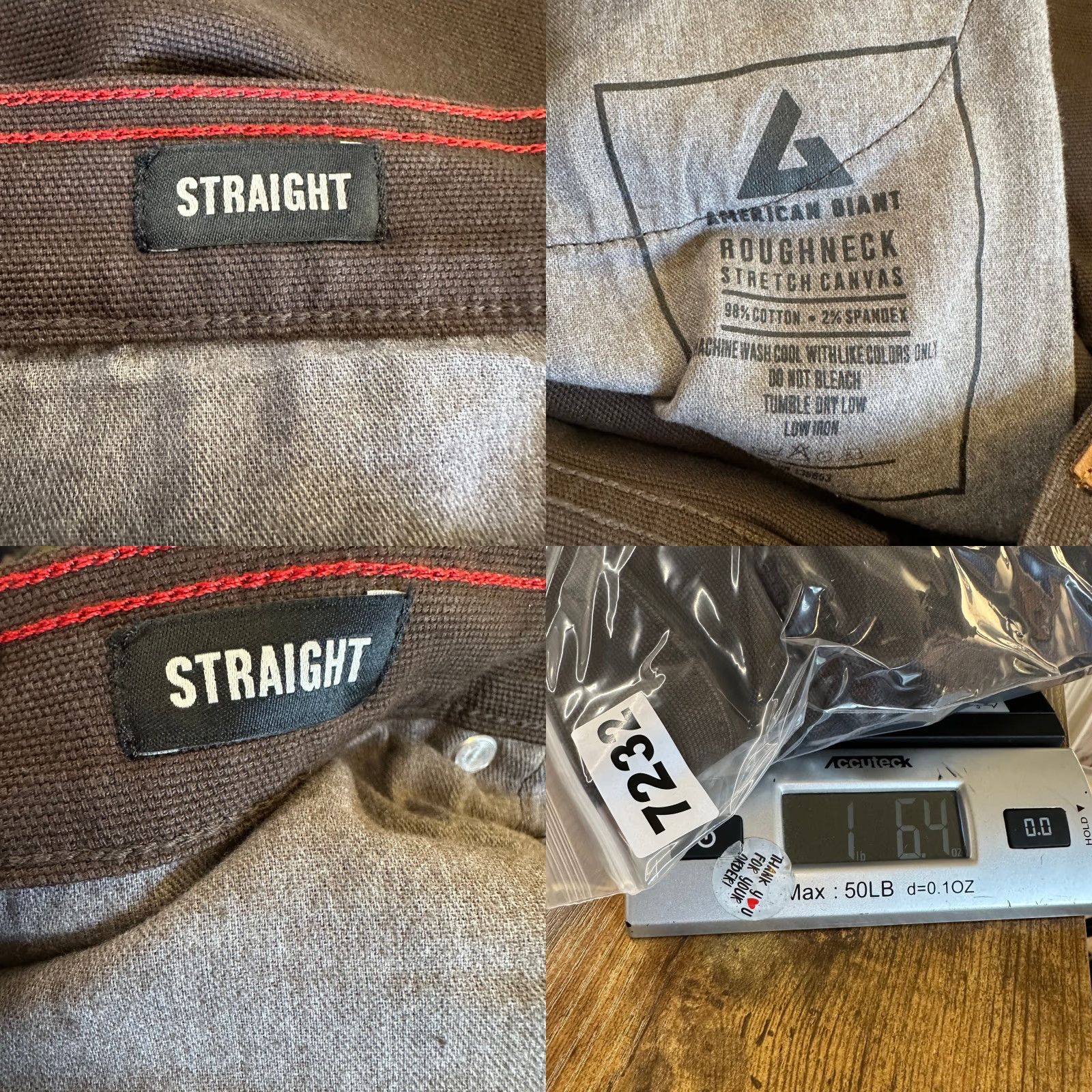 Vintage American Giant Pants Brown 34W 32L Chino Canvas 5-Pocket Straight Leg Mens Regular Made USA Size US 34 / EU 50 - 8 Thumbnail