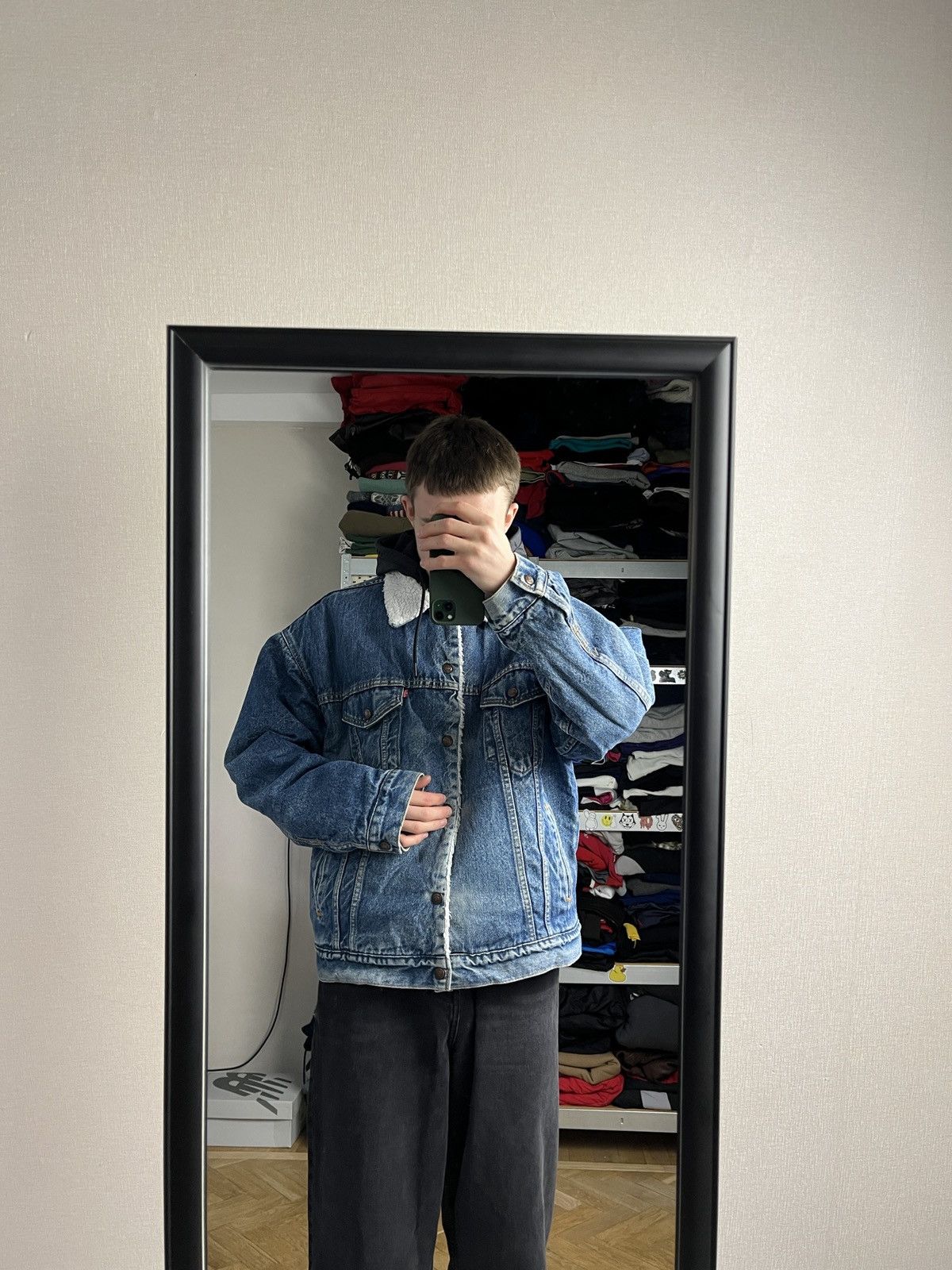 Levi's × Vintage Vintage 90’s Levi's Sherpa Lined Denim Trucker Jacket Rare Size US XL / EU 56 / 4 - 4 Thumbnail