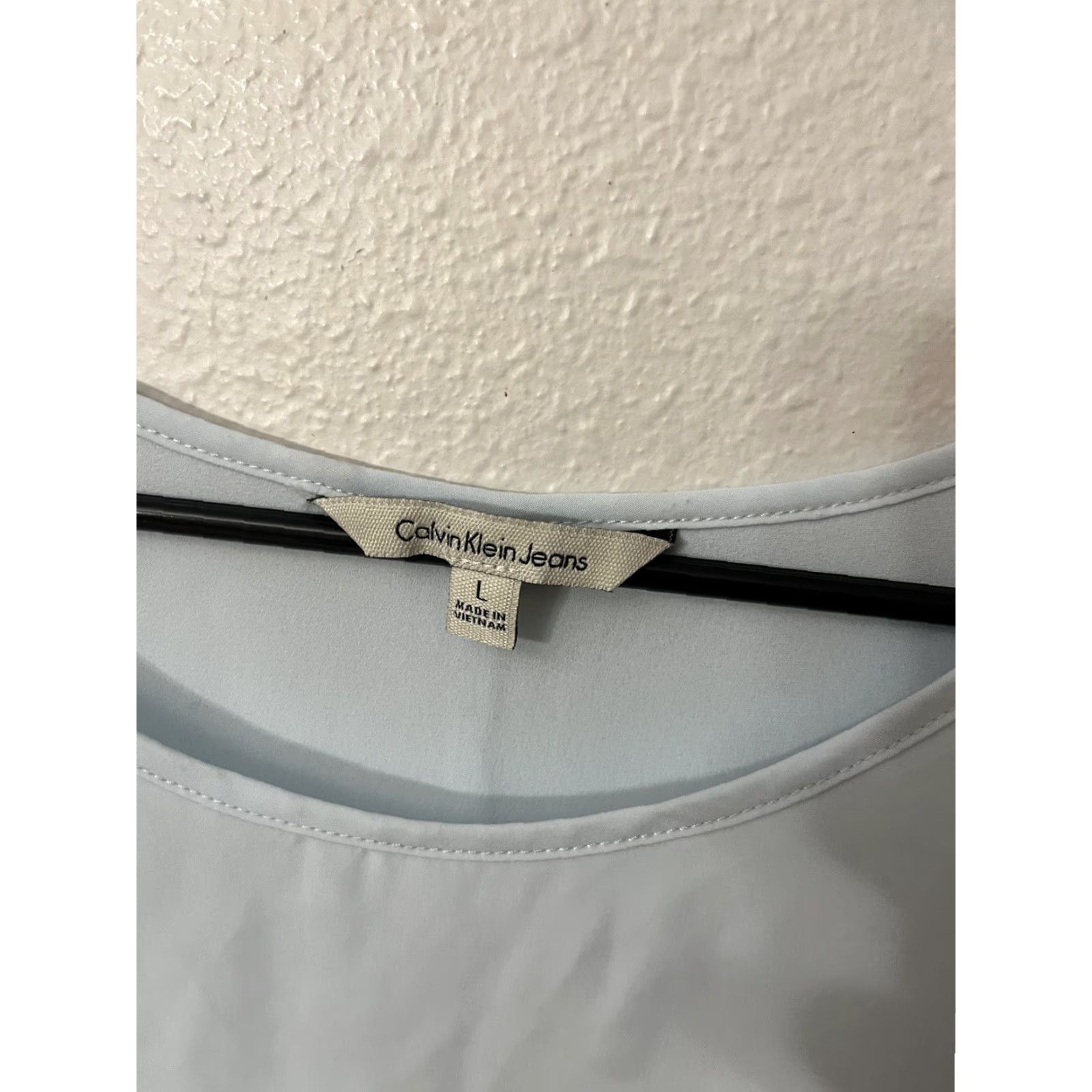Calvin Klein Calvin Klein Women Top Blouse Sleeveless Blue Round Neck Pullover Chiffon Tank Polyester Spandex Classic Logo Size L / US 10 / IT 46 - 3 Thumbnail