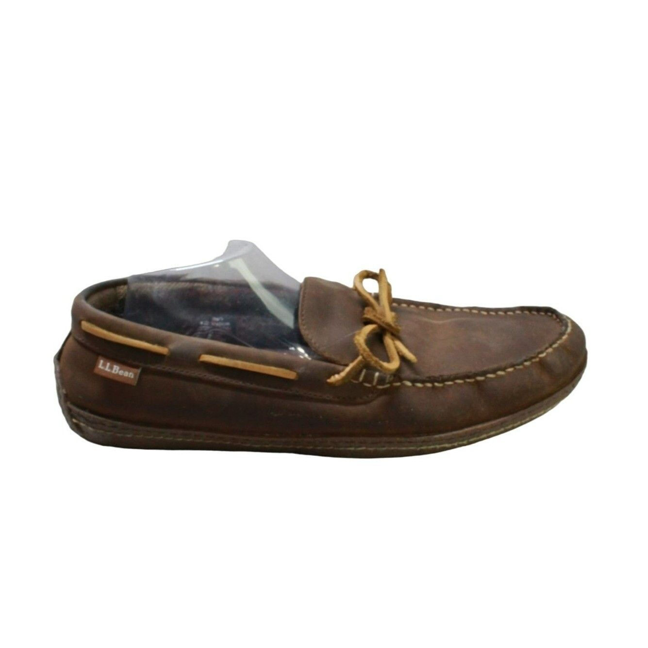 L.L. Bean LL Bean Men's Brown Leather Flannel-Lined Handsewn Slippers Size US 12 / EU 45 - 2 Preview