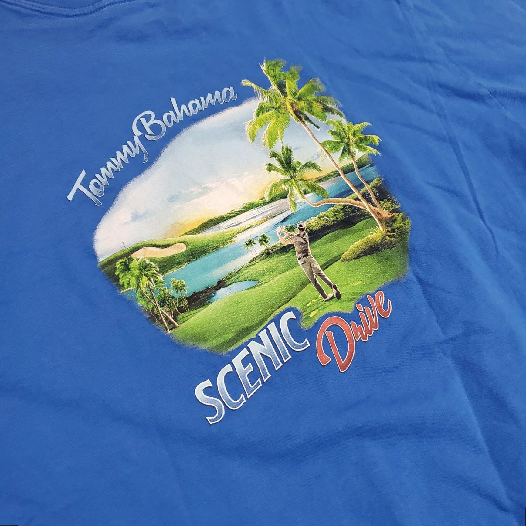 Tommy Bahama Tommy Bahama Shirt Mens T-Shirt Blue Scenic Drive Golf Graphic Cotton Short Sleeve Crewneck Graphic Print 100% Cotton L/Adult Large Mens Size US L / EU 52-54 / 3 - 2 Thumbnail