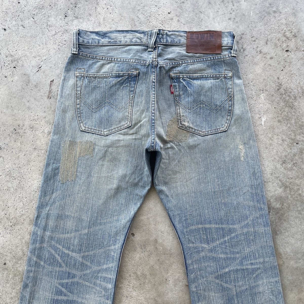 Edwin Vintage Edwin Distressed Patchwork Mudwash Faded Jeans Pants Size US 33 - 9 Thumbnail