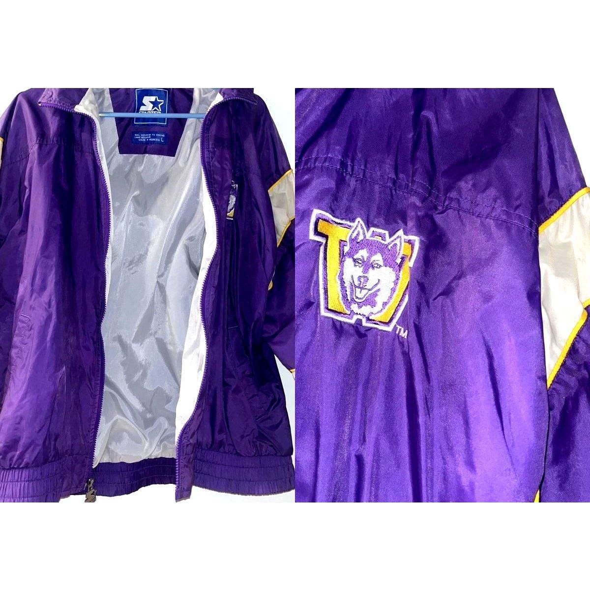 UW Huskies 90s STARTER windbreaker L purple Washington vtg