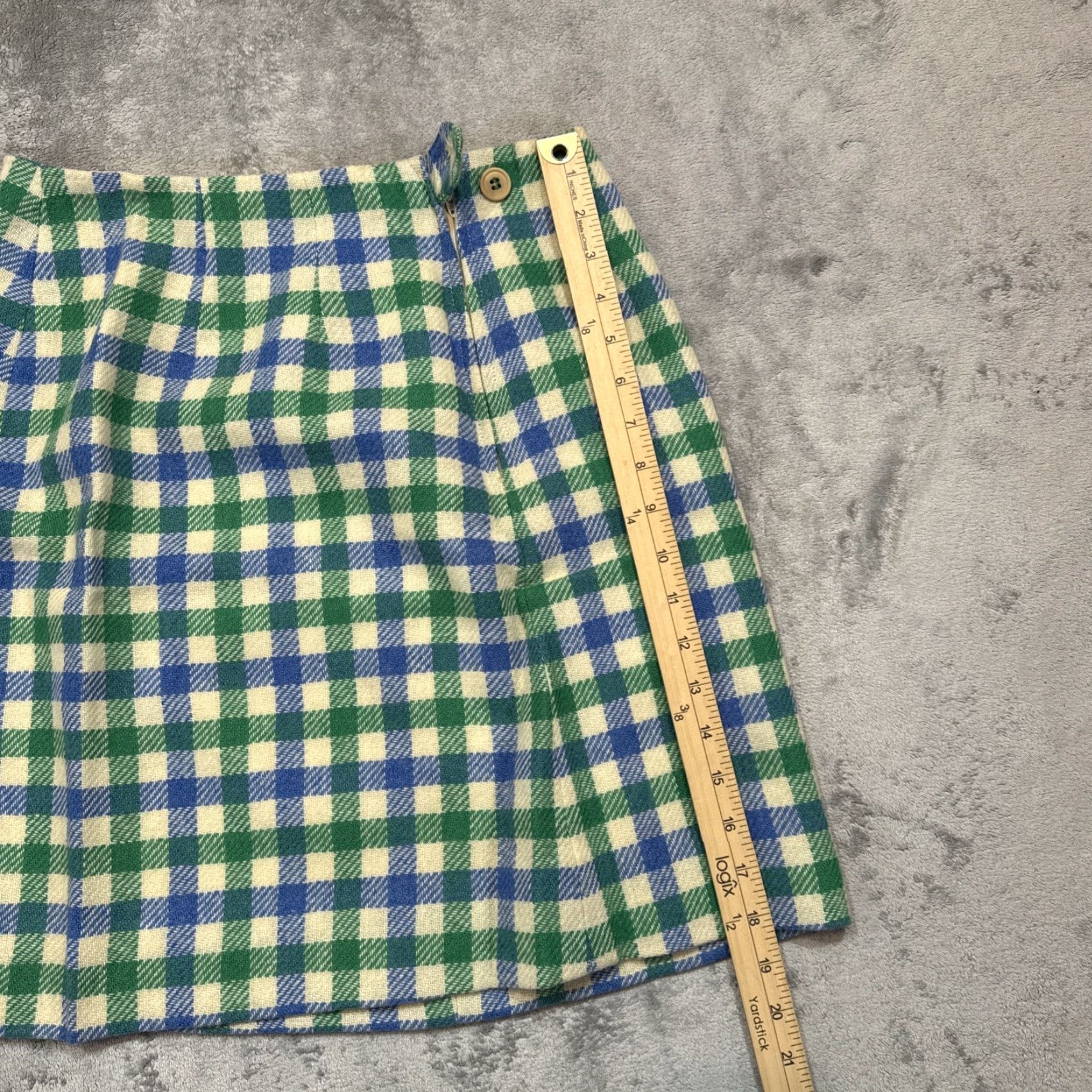 Vintage VINTAGE DEANS Of Scotland Wool Plaid Skirt Womens Size 12 Green Blue Tweed Pleated Short Lined Fall Winter Shetland Size 34" / US 12 / IT 48 - 4 Thumbnail