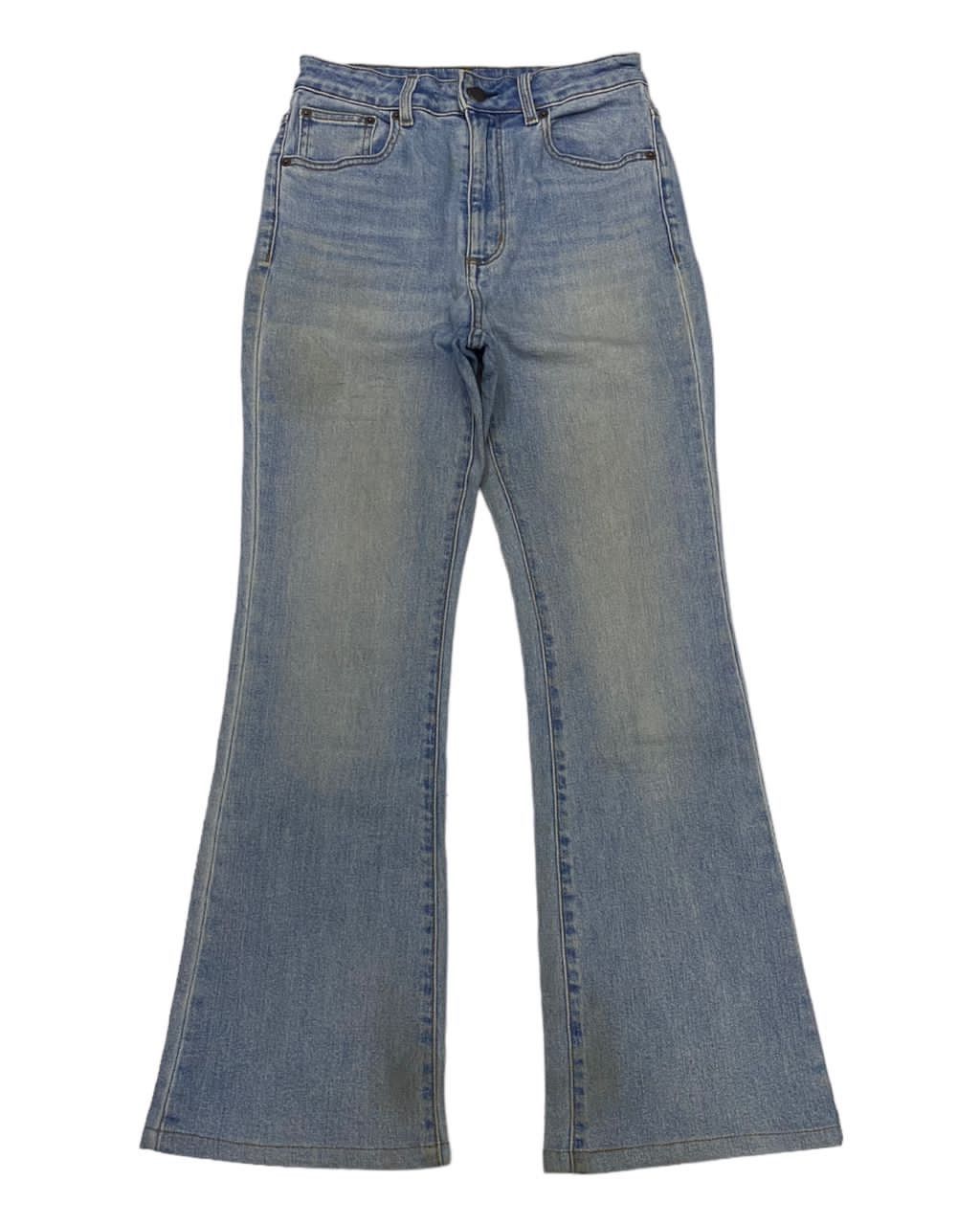 image of Avant Garde Gu Jeans Flare High Waist Distress Bootcut Denim Jeans in Blue, Men's (Size 26)