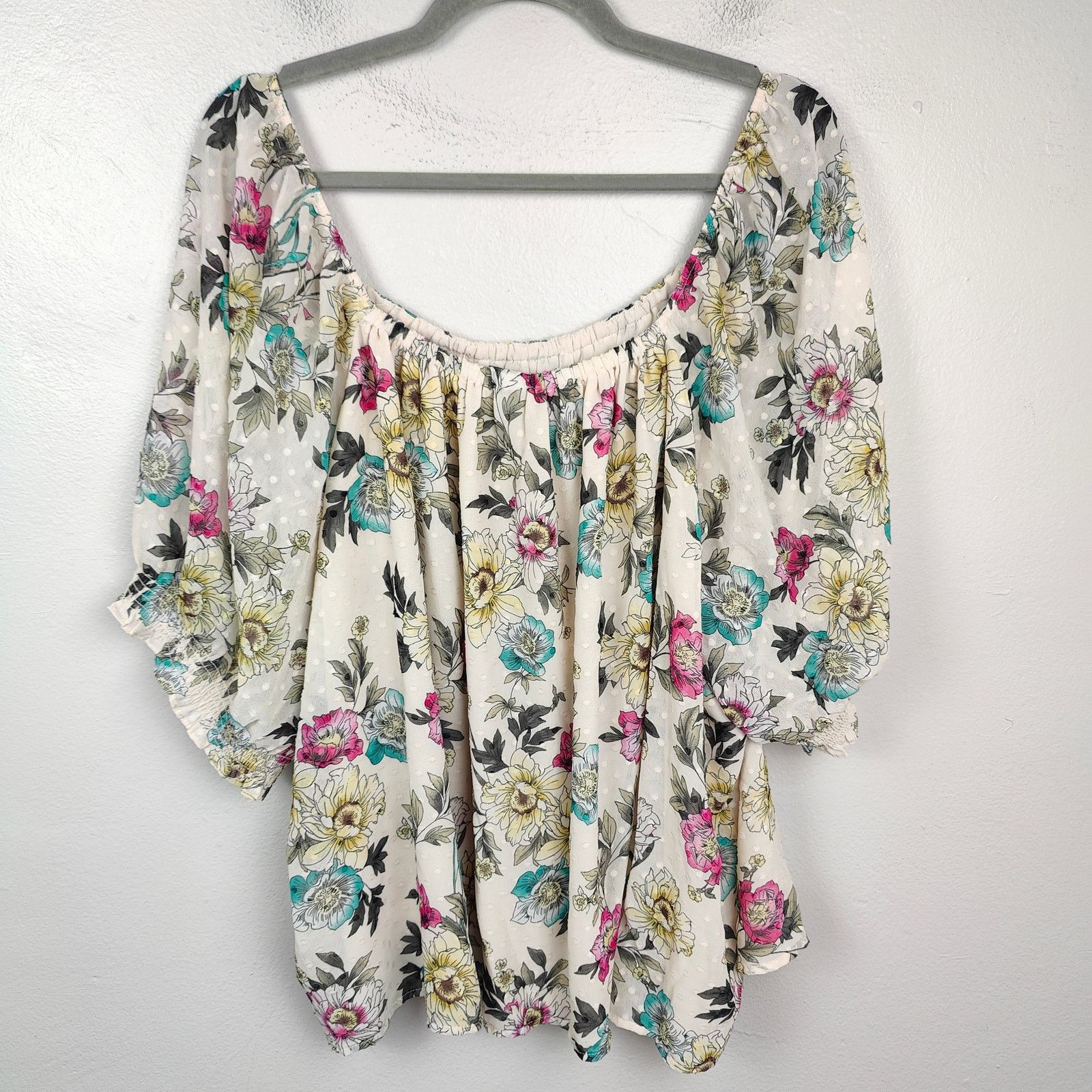 Other Torrid Chiffon Clip Dot Blouson Short Sleeve Top Womens 4X Size 4XL / US 24-26 - 4 Thumbnail