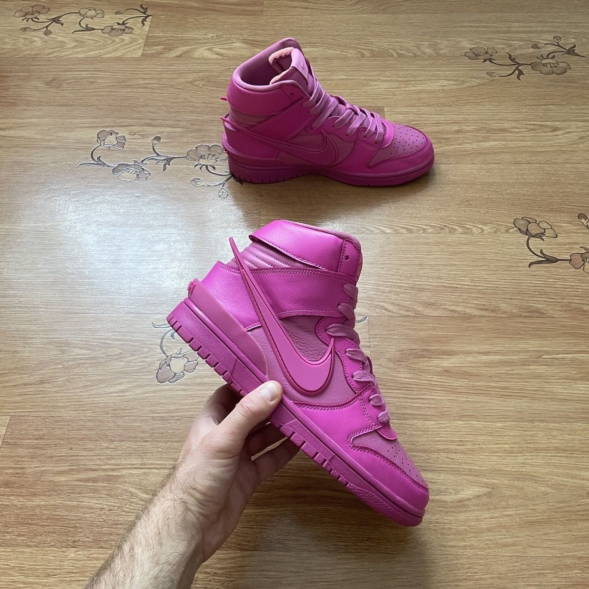 image of Ambush Design x Nike Ambush Dunk High Pink Hi-Top Sneakers, Men's (Size 7)