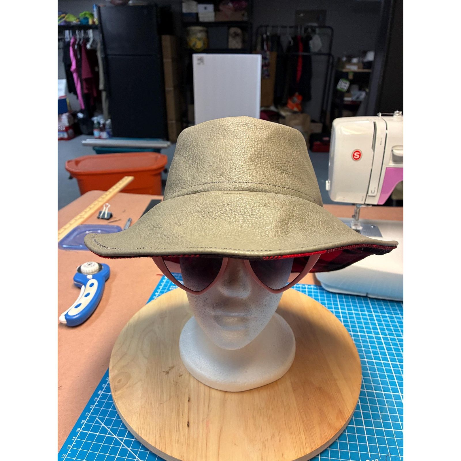 Other The Gray — Upcycled Top Grain Leather Bucket Hat, Large 23" Size ONE SIZE - 2 Thumbnail