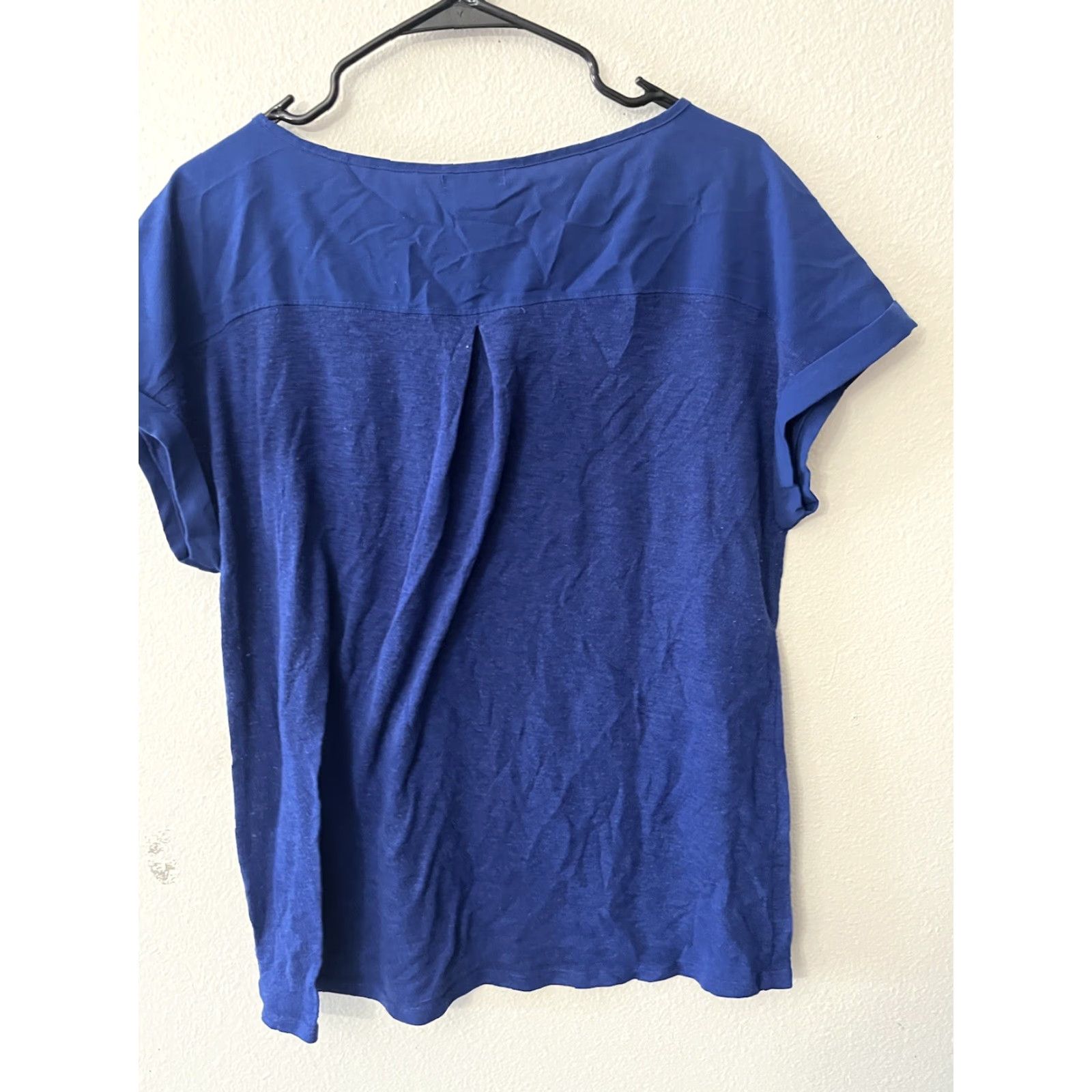 Calvin Klein Calvin Klein Women's Shirt T-Shirt Size XL Blue Cap Sleeve Solid Casual with Front Pocket Size XL / US 12-14 / IT 48-50 - 3 Thumbnail