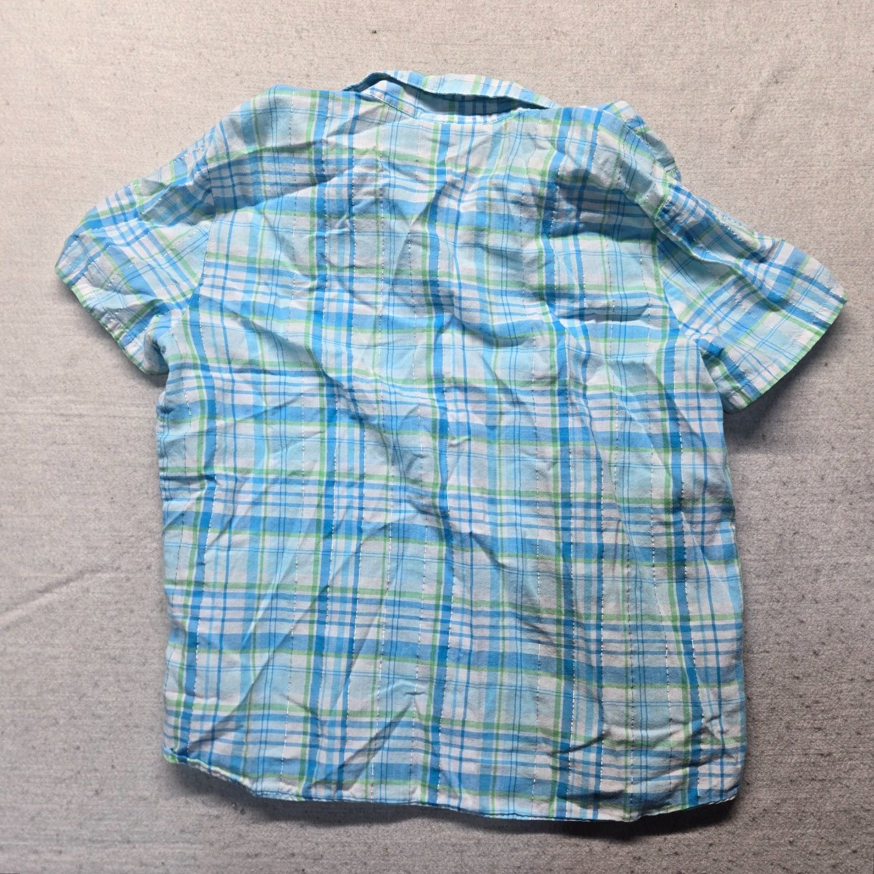 Vintage Alfred Dunner Button-Up Shirt Top Plaid Blue Collar Women’s 10 Shirt, Casual, Cotton, Short Sleeve, Regular Fit, Women, Blue, Vintage: No Size L / US 10 / IT 46 - 6 Thumbnail