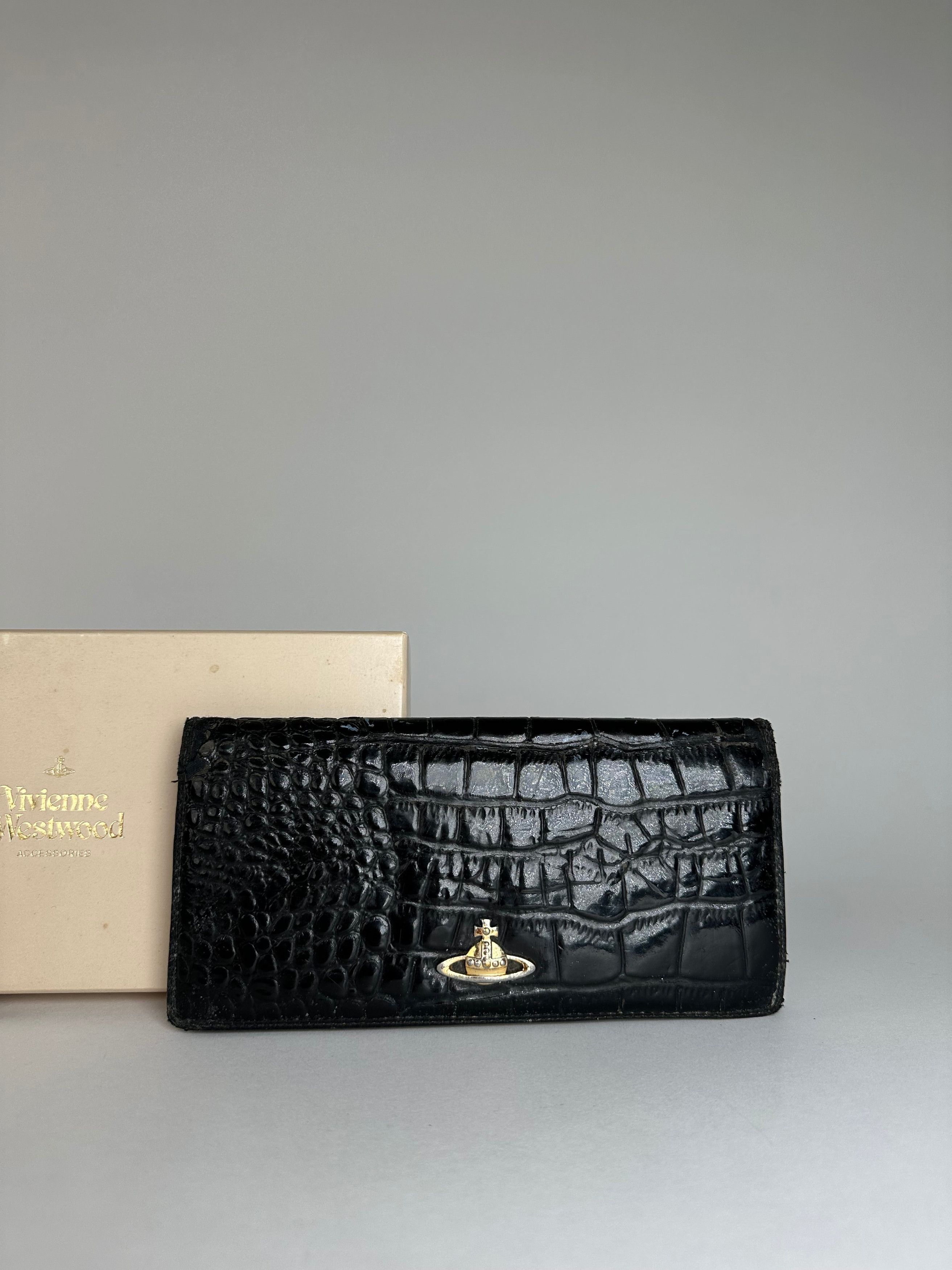 Vivienne Westwood Vintage Crocodile Emblossed Leather Wallet Black Size ONE SIZE - 1 Thumbnail