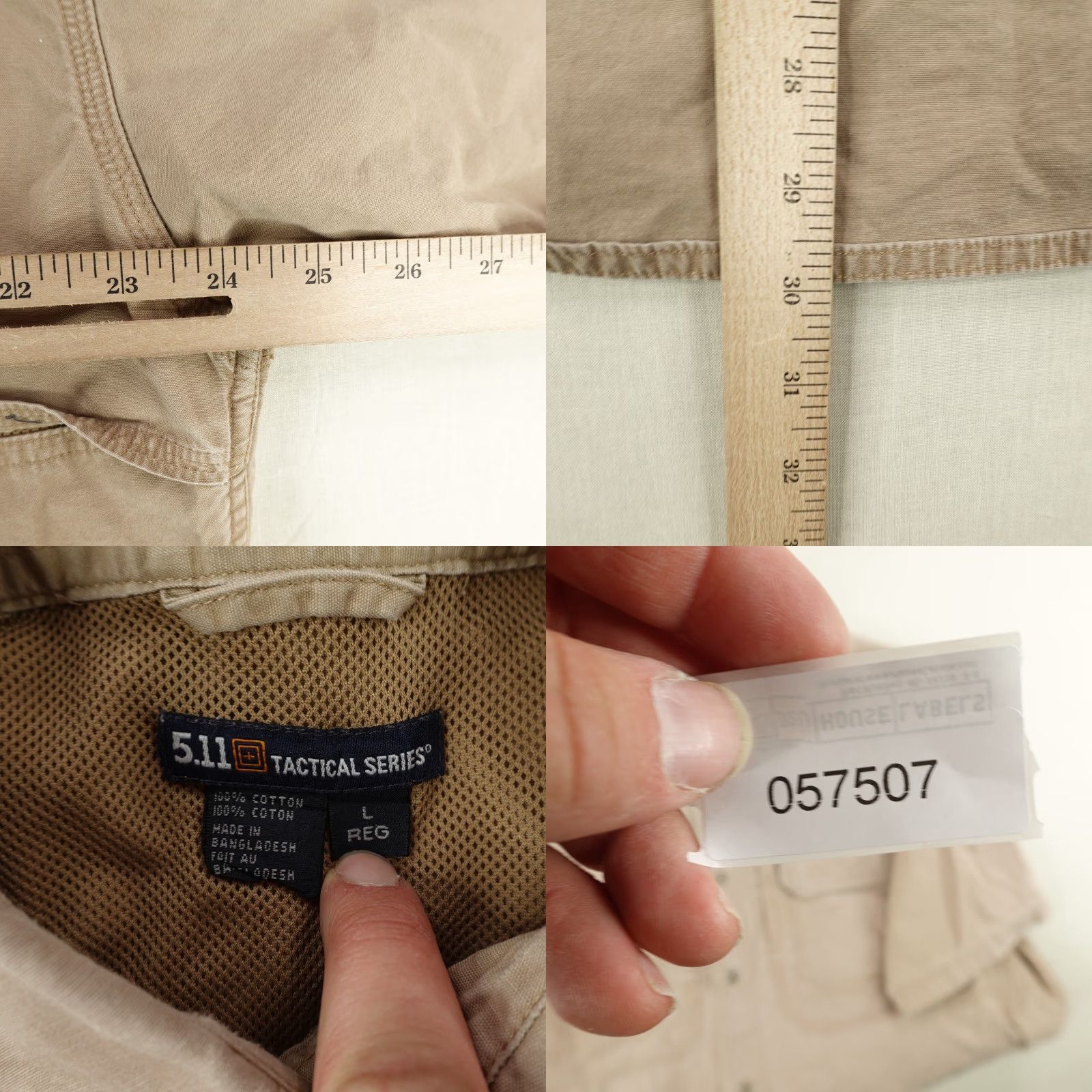Vintage 5.11 Tactical Shirt Mens Large Beige Short Sleeve Button-Up Work Canvas Size US L / EU 52-54 / 3 - 8 Thumbnail