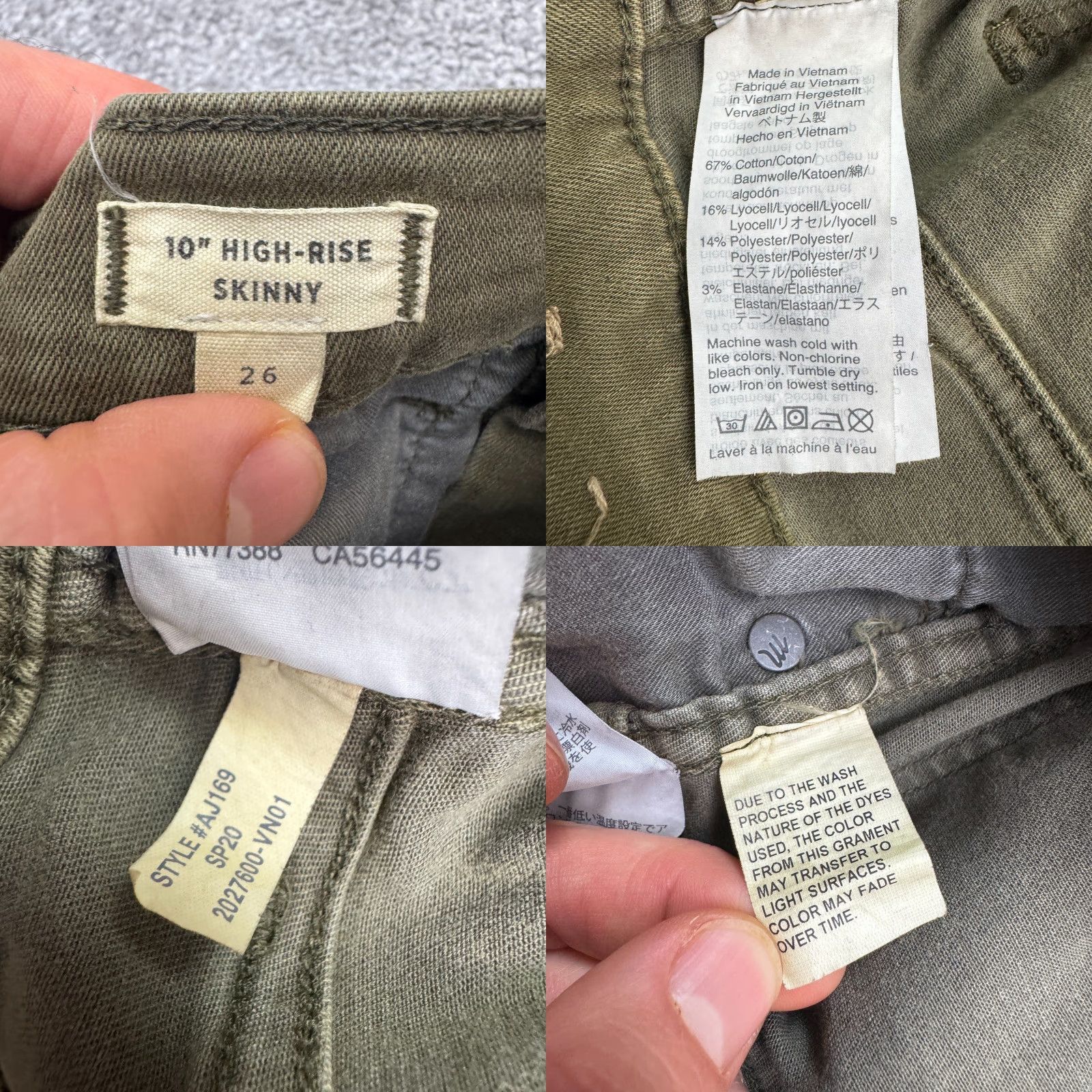 Madewell Madewell Jeans 10" High Rise Skinny Denim Womens 26 Olive Green Stretch Casual City Grunge Outdoor Size 26" / US 2 / IT 38 - 8 Thumbnail