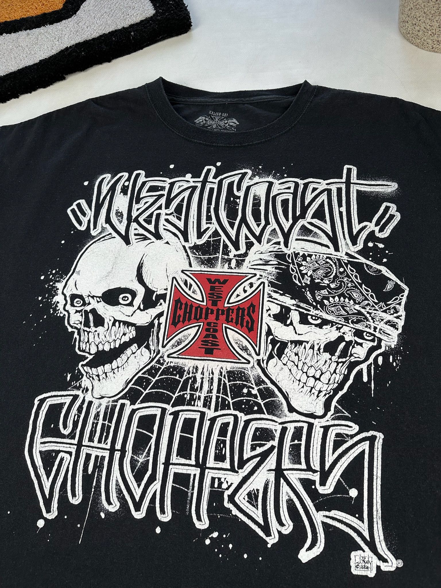 Affliction × Vintage Vintage Y2K West Coast Choppers Tee Skulls Size US XL / EU 56 / 4 - 3 Thumbnail