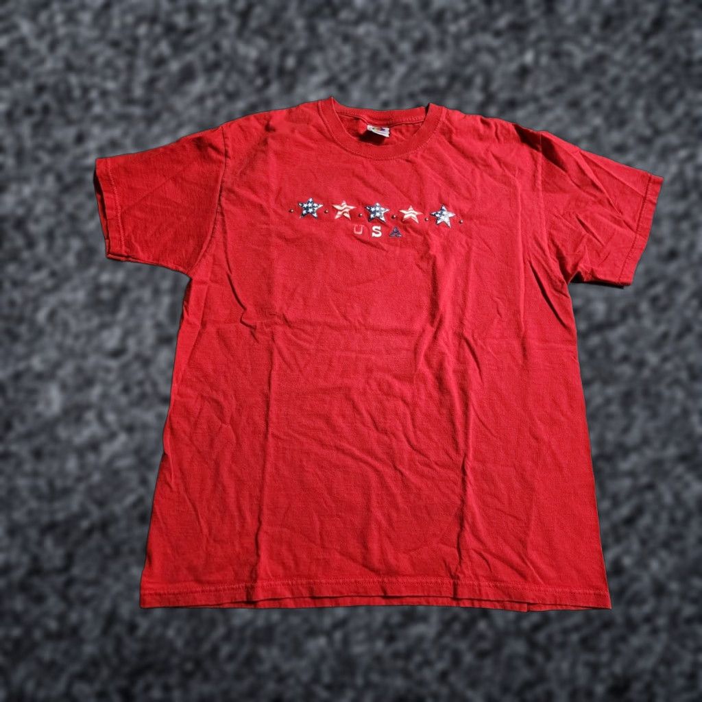 Fruit Of The Loom VINTAGE Adult L American Flag USA Stars Patriotic Grandma T Shirt Size US L / EU 52-54 / 3 - 1 Thumbnail