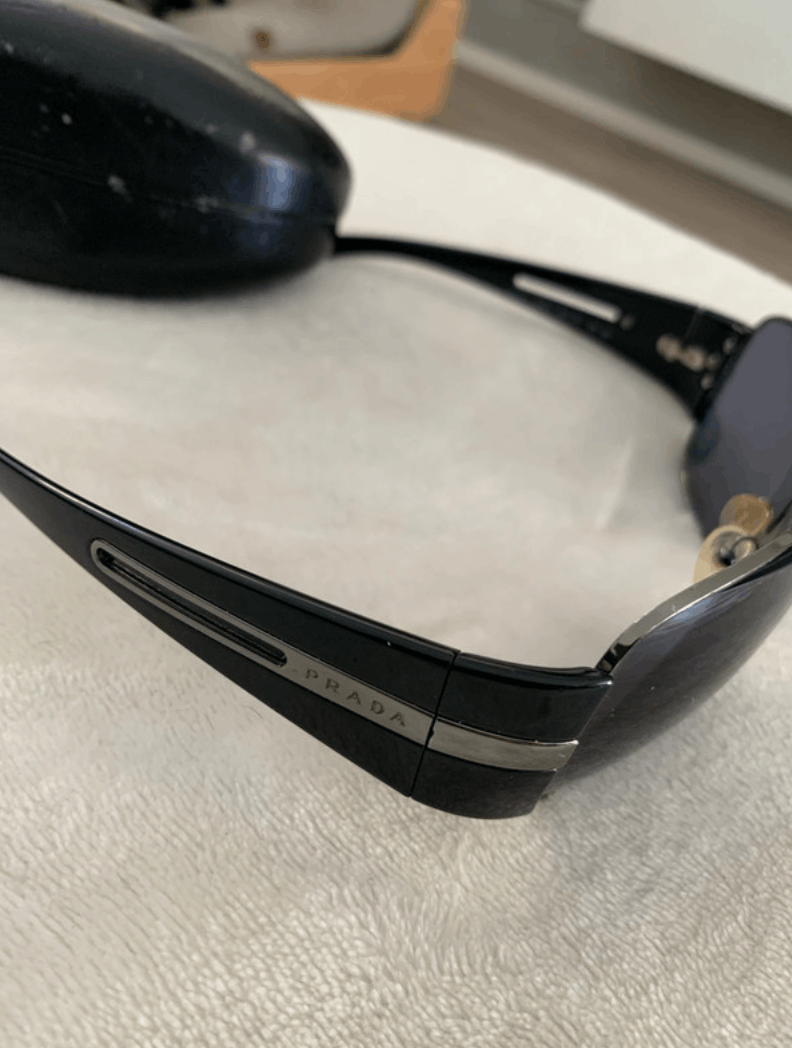 Prada × Vintage PRADA Sunglasses Rectangle Wrap Shield Metal Symbole RI929 Size ONE SIZE - 1 Thumbnail