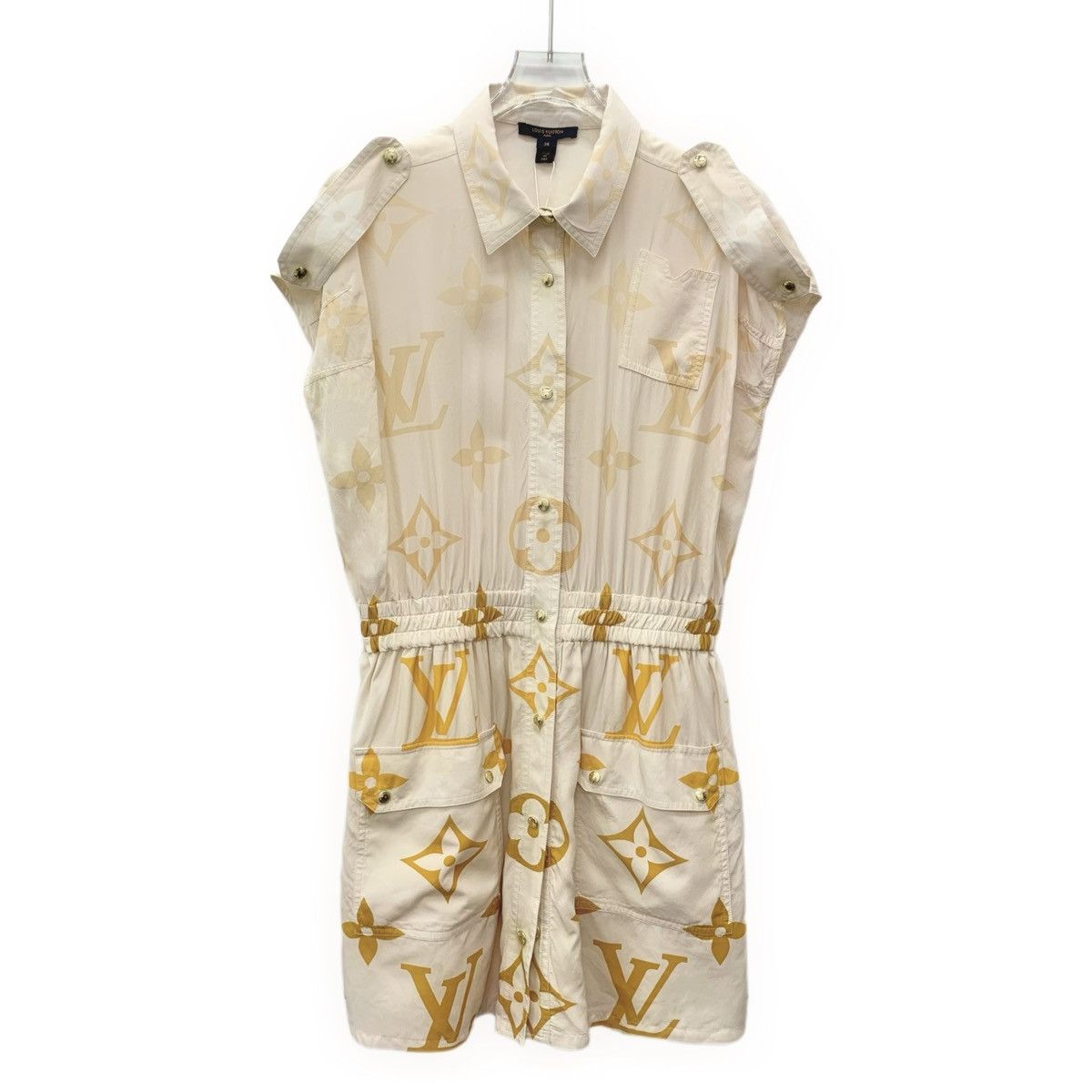 Louis Vuitton Louis Vuitton Beige Mulberry Silk Sleeveless Shirt Dress Size S / US 4 / IT 40 - 1 Thumbnail