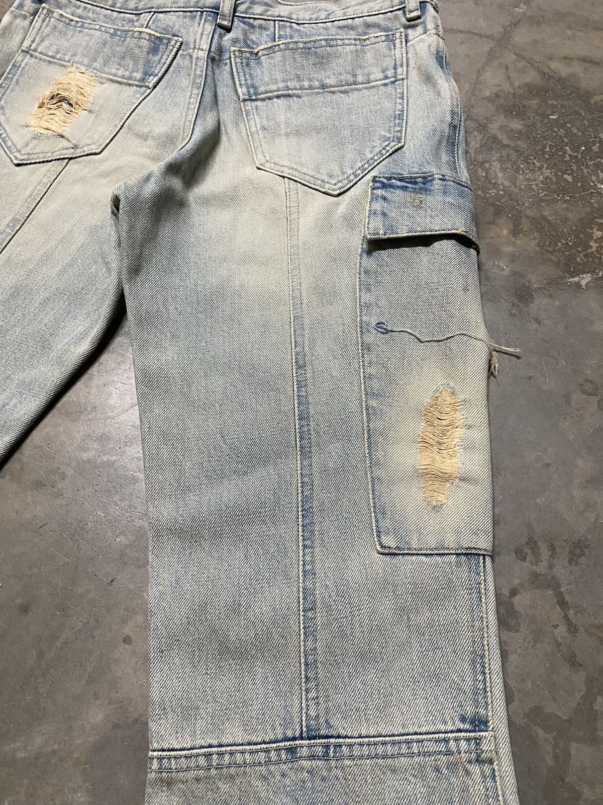 Japanese Brand × Vintage Flare Jeans Japan Ossa Mondo Utility Cargo Distressed Ripped Size US 30 / EU 46 - 13 Thumbnail