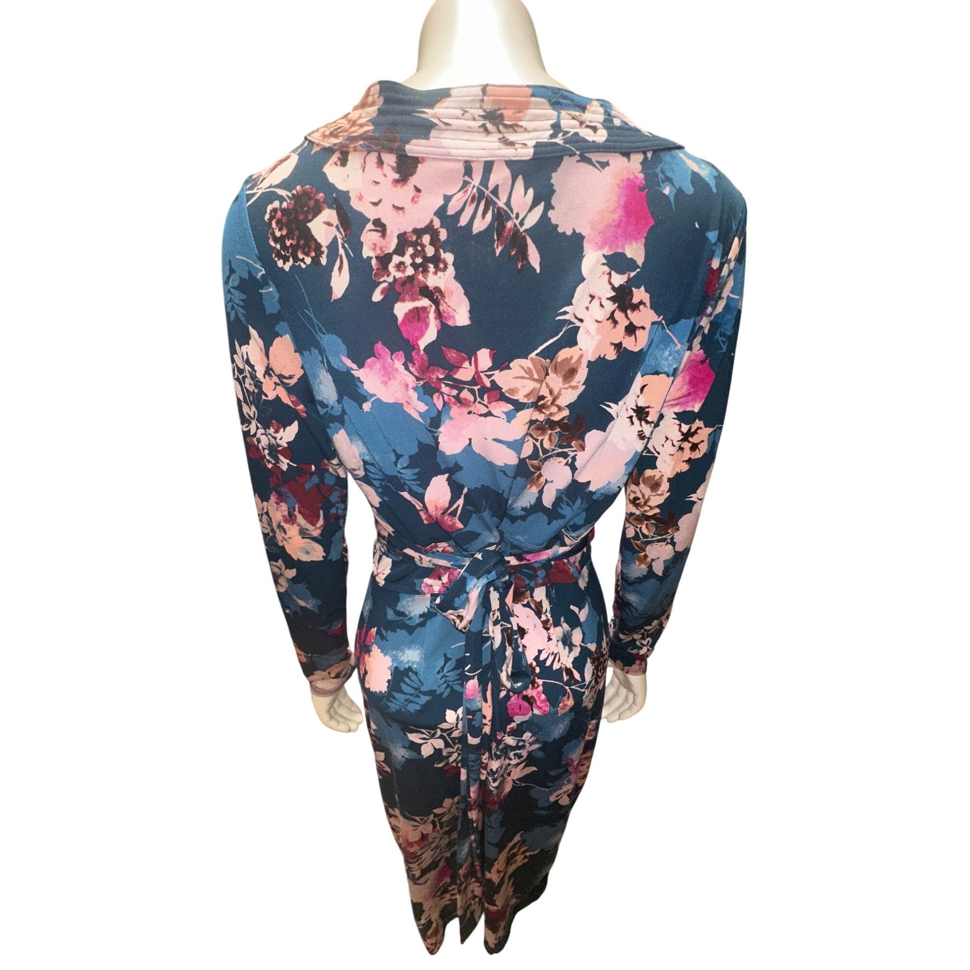 Other Thalia Sodi Small Teal Floral Wrap Dress Long Sleeve Fall Pa Size S / US 4 / IT 40 - 5 Thumbnail