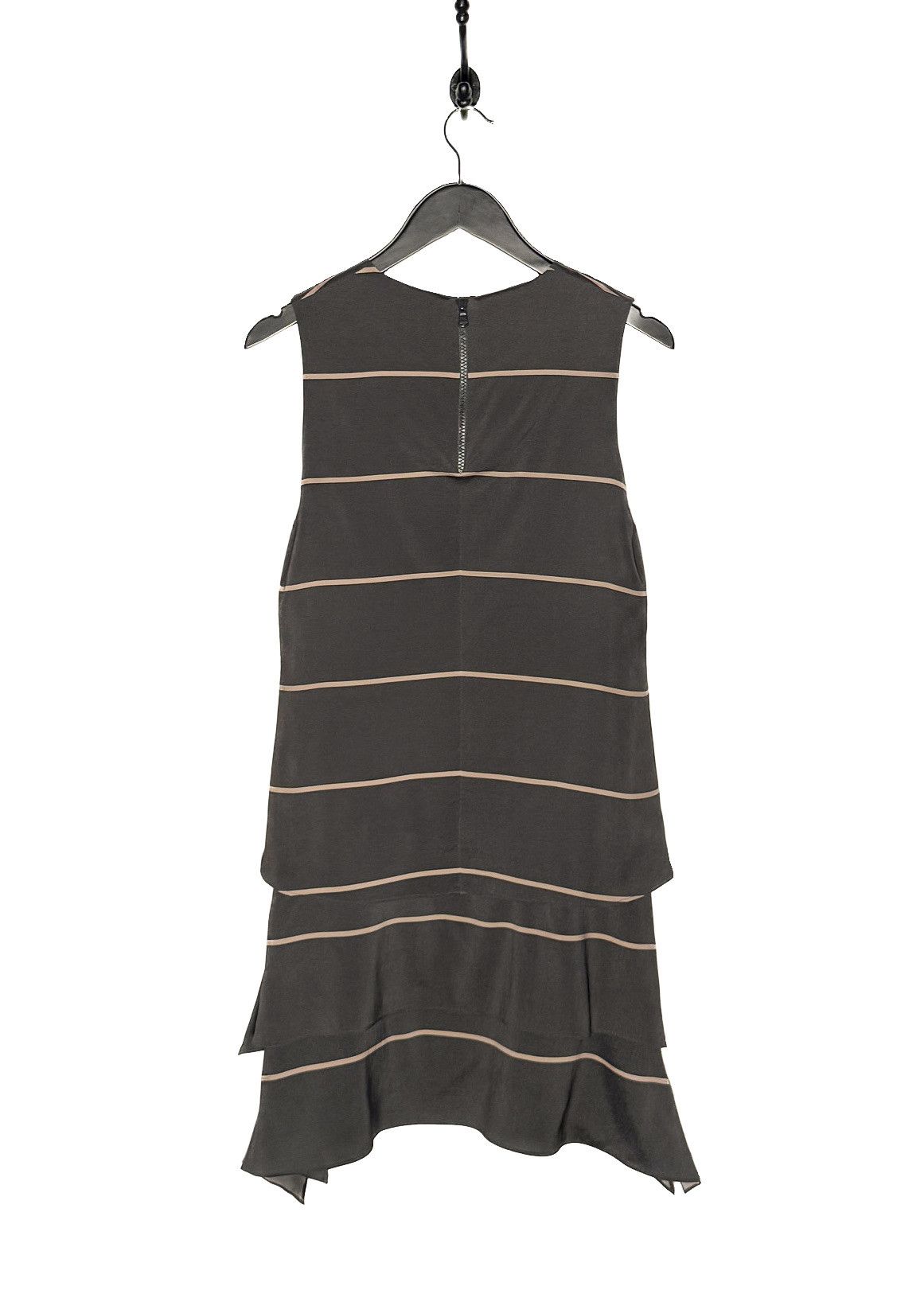 Brunello Cucinelli Brunello Cucinelli Grey Peach Stripes Silk Sleeveless Dress Size S / US 4 / IT 40 - 3 Thumbnail