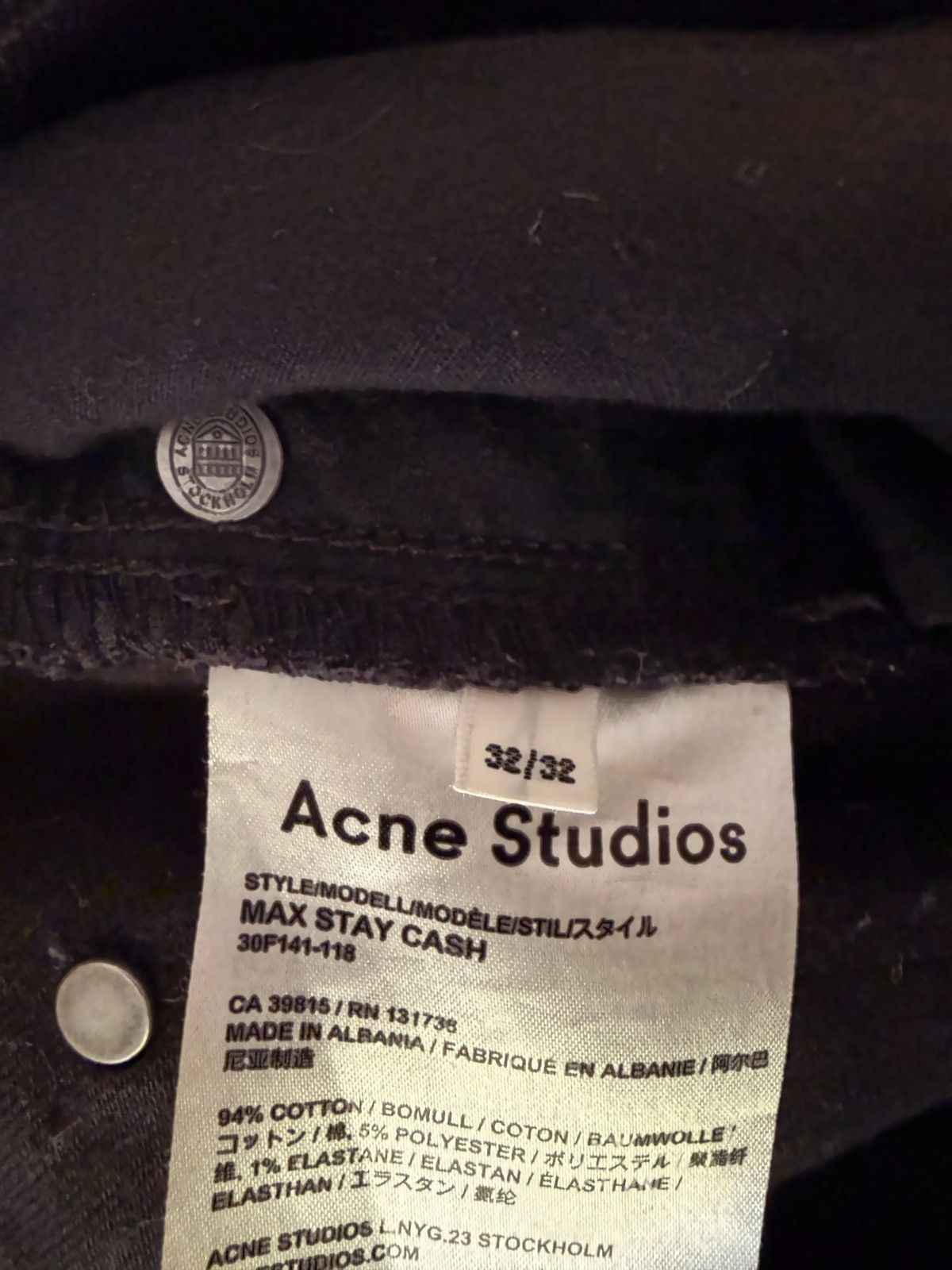 Acne Studios Acne Studios Max Stay Cash 32 Black — Gently Used Size US 32 / EU 48 - 3 Thumbnail
