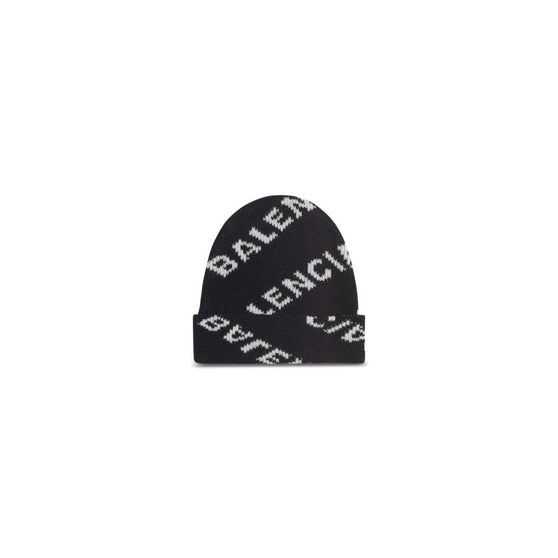 Balenciaga o1bcso1str0125 Size: OS /Allover Logo Beanie Cap / Hat Black Size ONE SIZE - 1 Preview