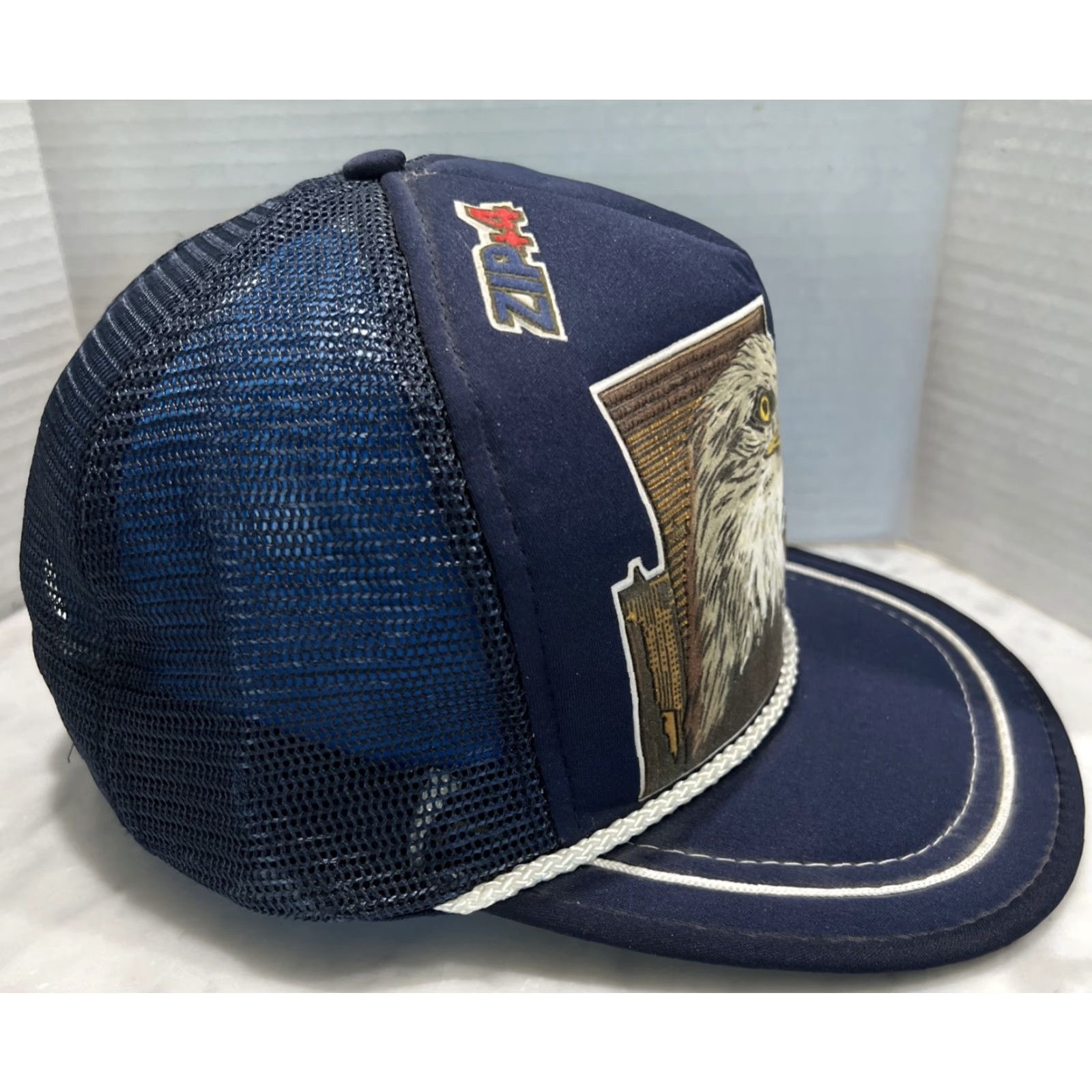 Express VINTAGE USPS Express Mail Eagle Rope Trucker Snapback Hat Cap Foam Crownco Men Adjustable Blue 80s USA Eagle Rope Vintage Style Nike? Size ONE SIZE - 4 Thumbnail