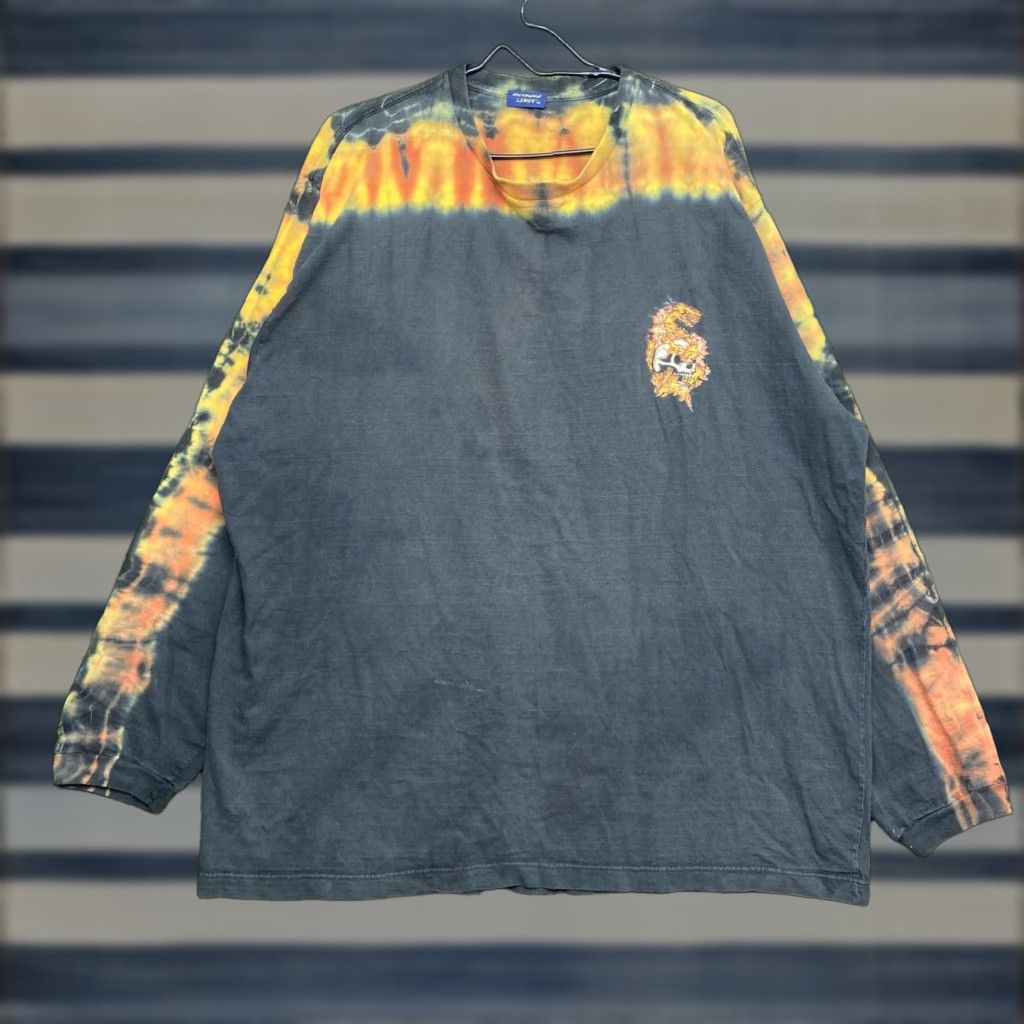 Vintage Extreme Limit Shirt Mens XL Tie Dye Long Sleeve Skull Flame Graphic Punk Rock Shirt Size US XL / EU 56 / 4 - 1 Thumbnail