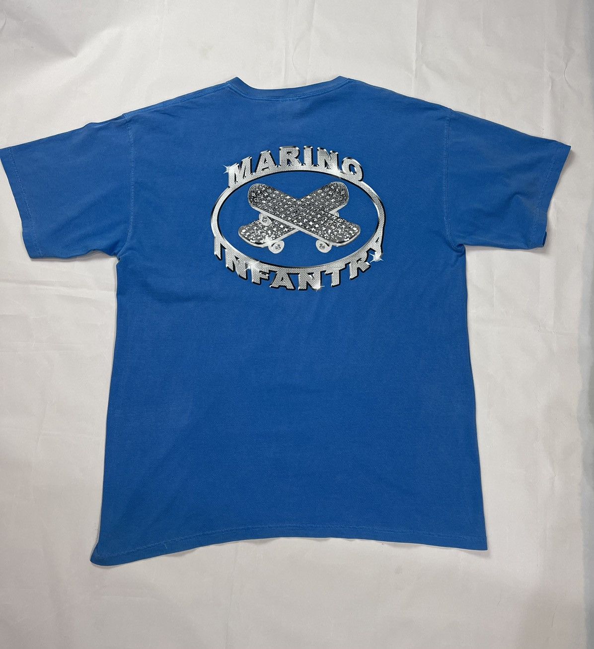 image of Awge Bodega Logo Tee in Blue, Men's (Size XL)