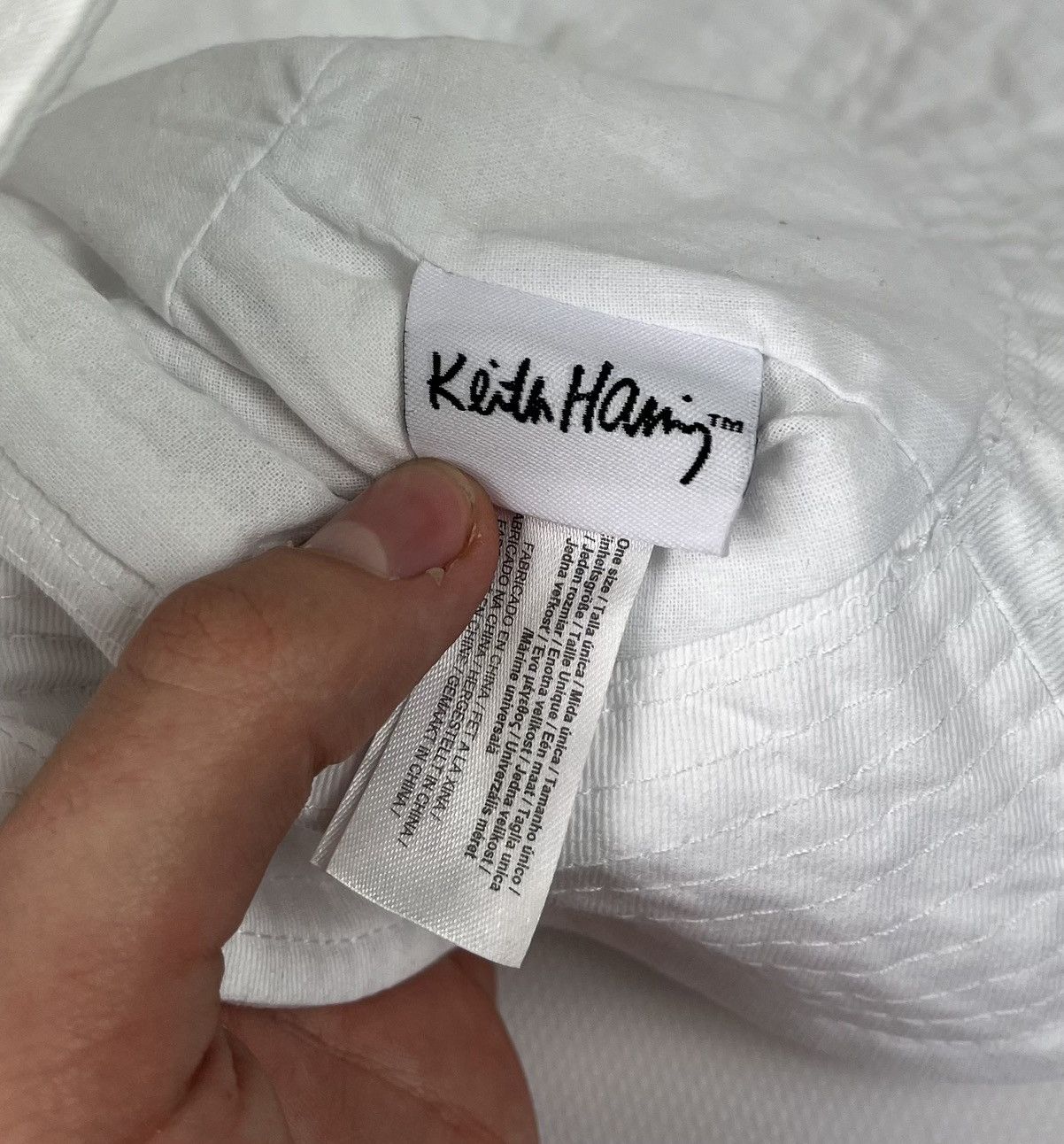 Keith Haring Keith Haring Designer Bucket Hat White Top Cap One Size Logo Size ONE SIZE - 9 Thumbnail