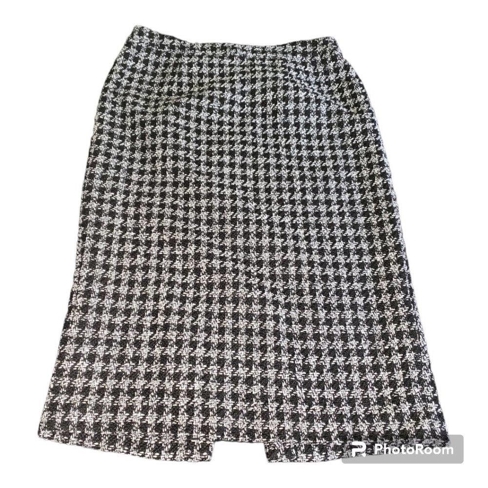 Designer CT695 Halogen Black & White Tweed Skirt 14 Size 36" / US 14 / IT 50 - 1 Thumbnail