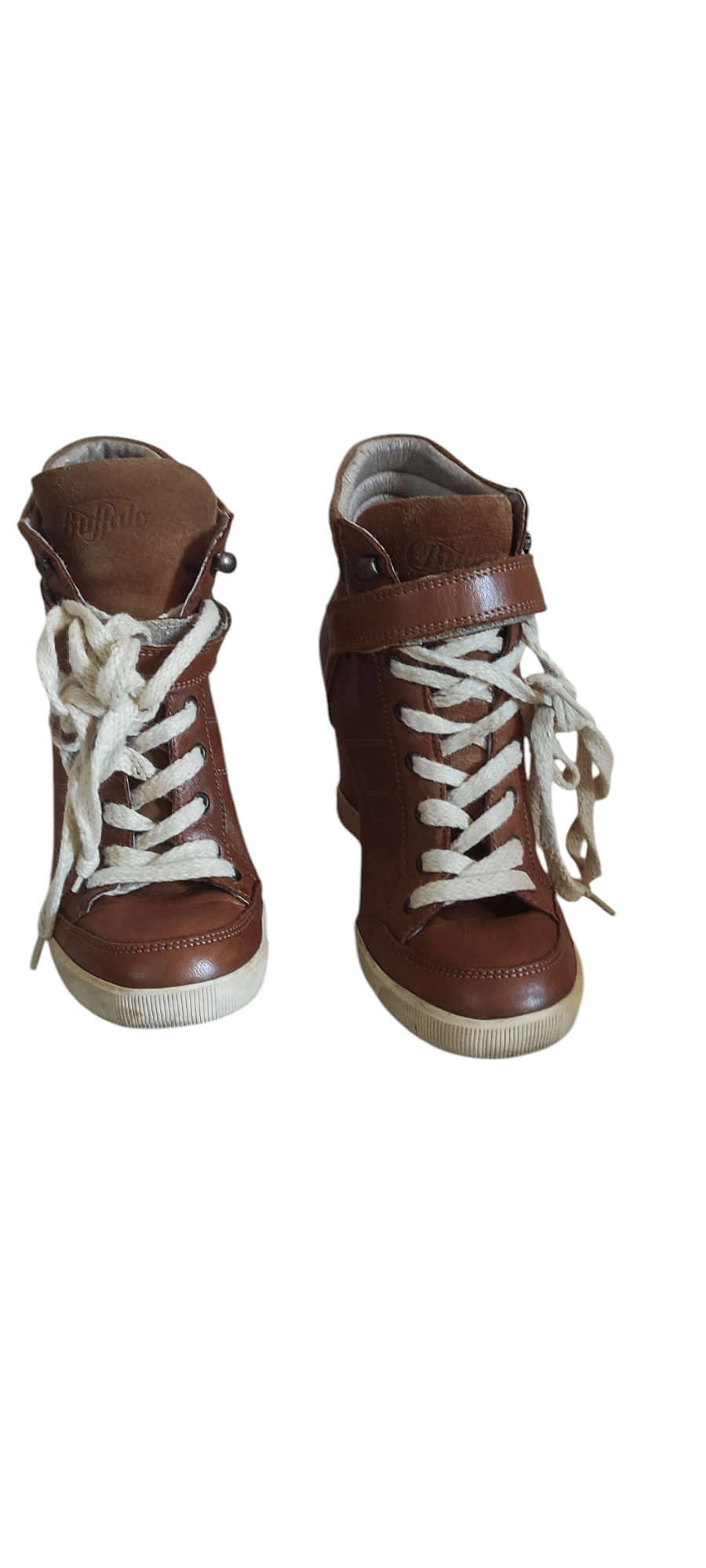 Buffalo London × Leather Buffalo London Brown leather Bull Boxer Wedge Ankle Boots Size US 7 / IT 37 - 3 Thumbnail
