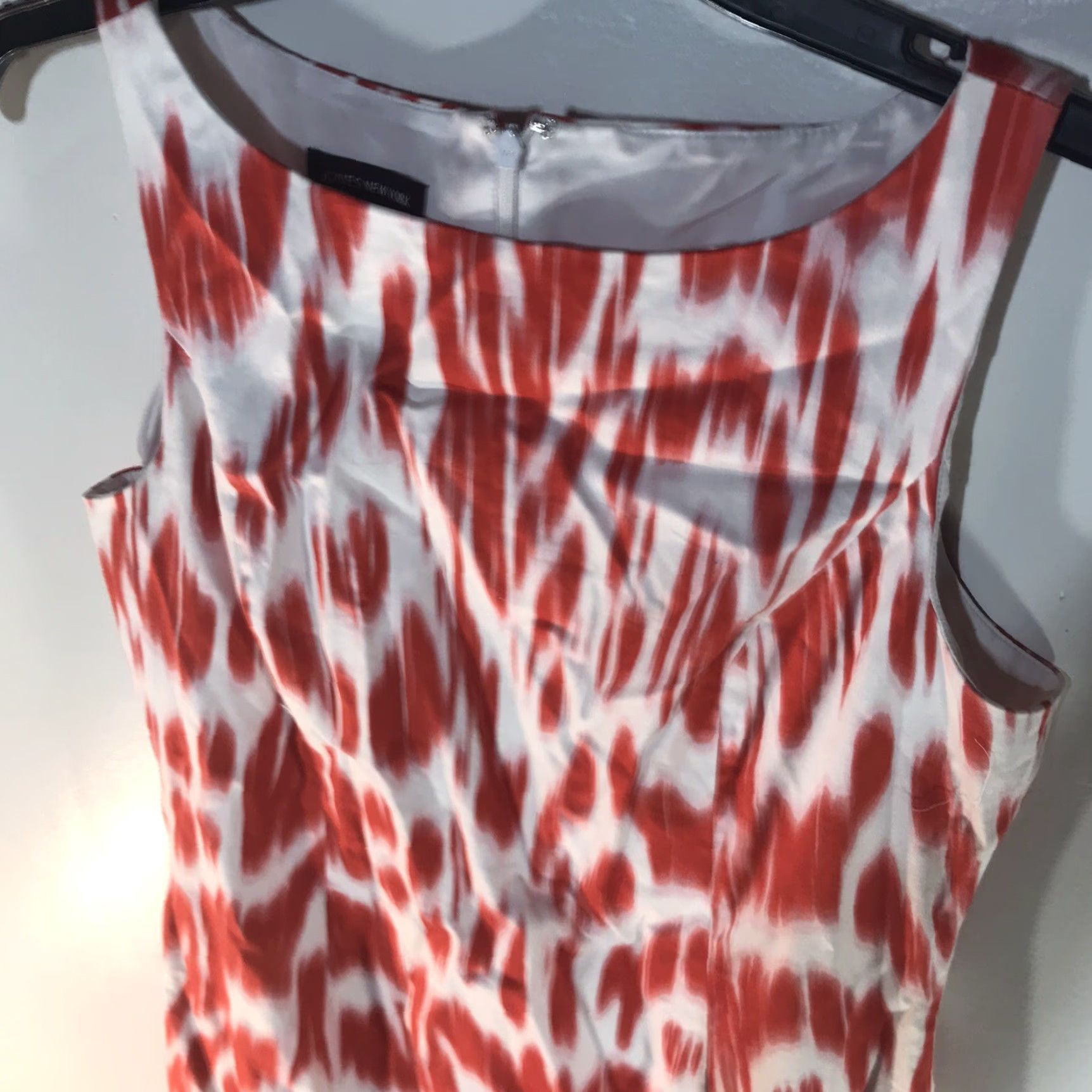 Jones New York Jones New York Women's Midi Sleeveless Dress Cotton Spandex Geometric Classic 12 Red White Size XL / US 12-14 / IT 48-50 - 2 Thumbnail