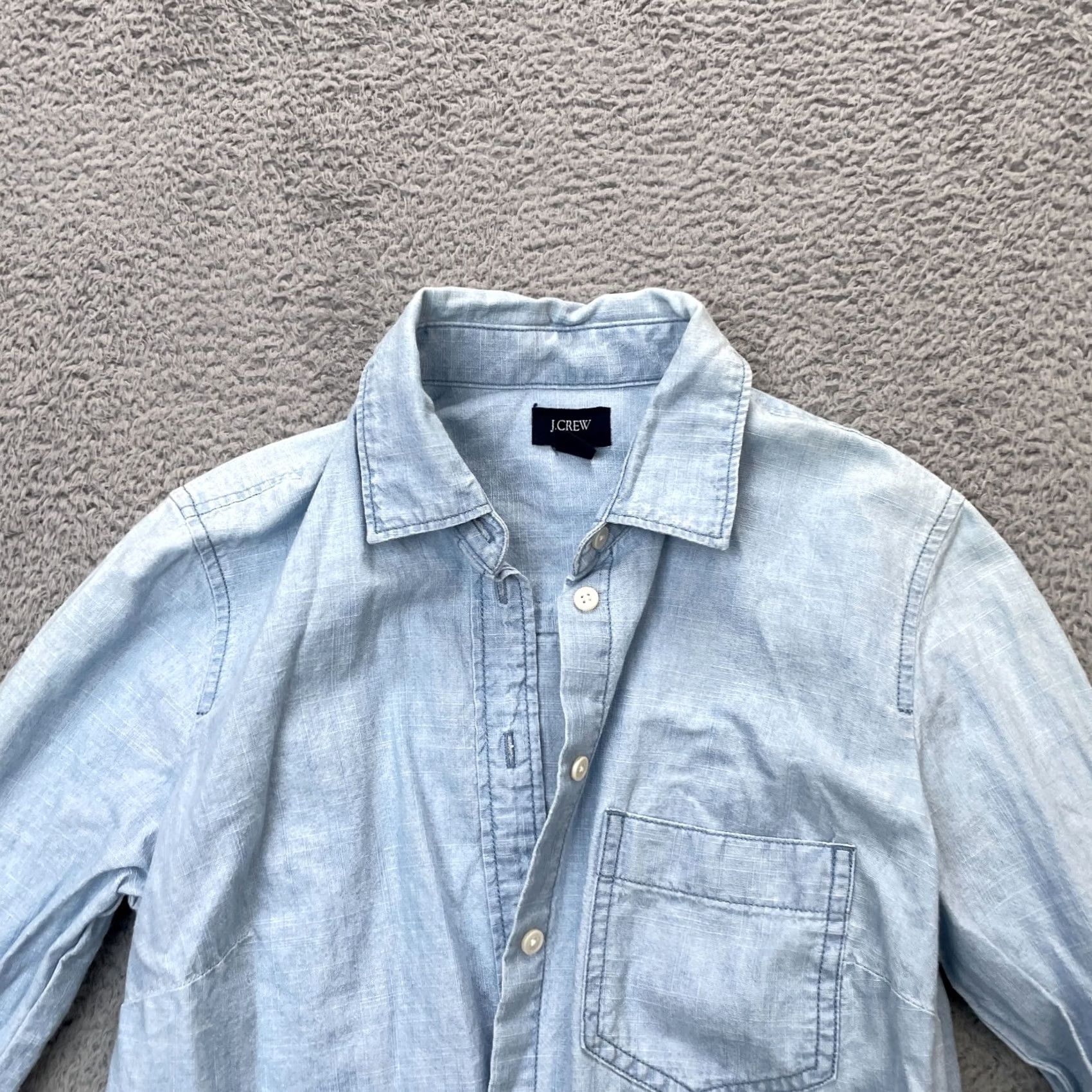 J.Crew J.CREW Shirt Womens XXS Blue Chambray Cotton Classic Fit Button Up Casual Size XXS / US 00 / IT 34 - 6 Thumbnail
