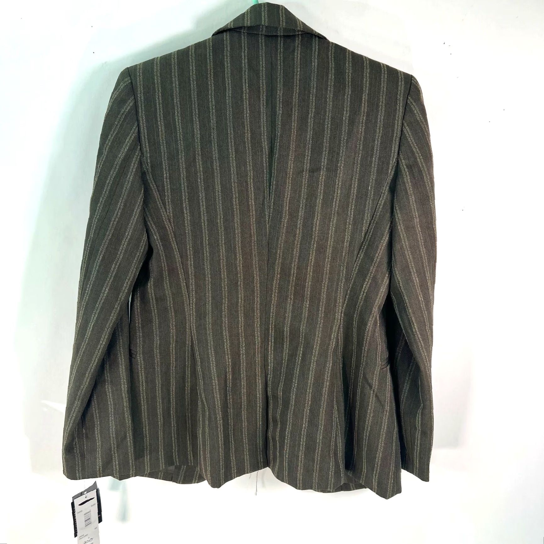 Vintage Isabel & Nina Women's Green Striped Blazer Jacket Sz 4 - Notch Lapel, Long Sleeve, Business Casual Size S / US 4 / IT 40 - 2 Thumbnail