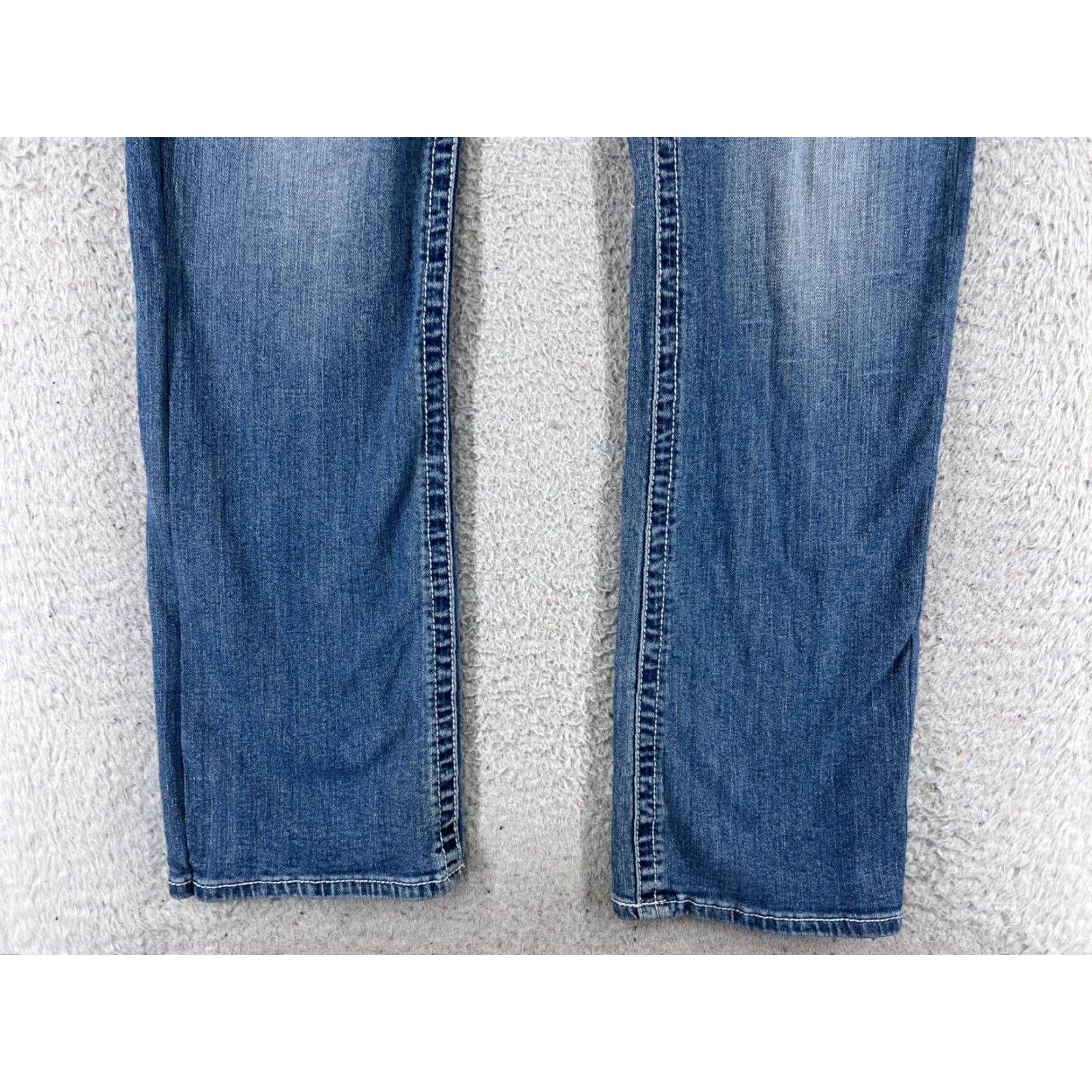 Vintage Maurices Jeans Womens 28 Blue Denim Cotton Mid Rise Bootcut Western 28x33 Regular Stretch Machine Washable Medium Blue Women's Jeans Western 90s? Size 30" / US 8 / IT 44 - 4 Thumbnail