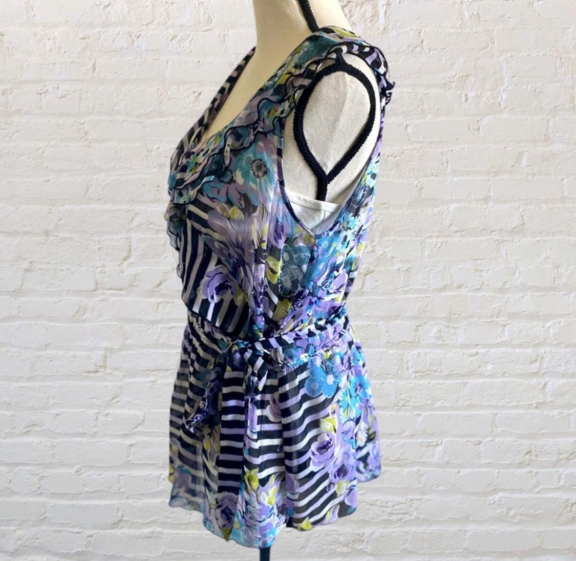Other IZ BYER FLORAL STRIPED SLEEVELESS TANK TOP WITH WAIST TIE Size XL / US 12-14 / IT 48-50 - 4 Thumbnail