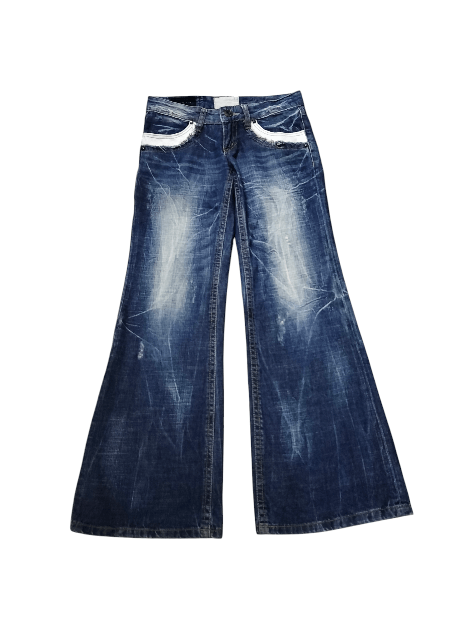 14th Addiction FLARE lolita jean stone wash distressed style japanese brand Size 31" - 1 Thumbnail